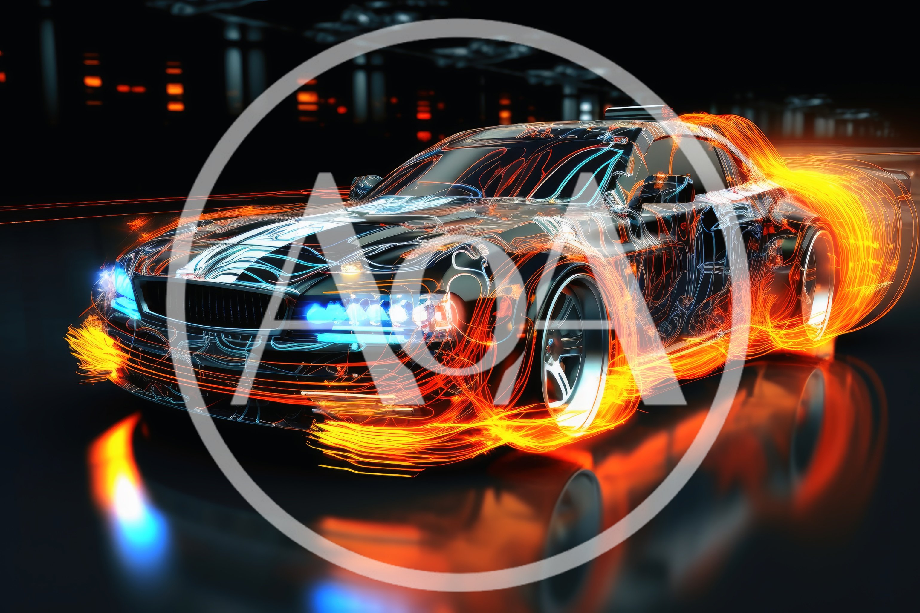 Futuristic Sports Car With Glowing Energy Trails
