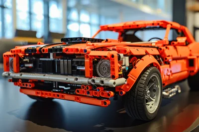 Orange Lego Technic Muscle Car Model