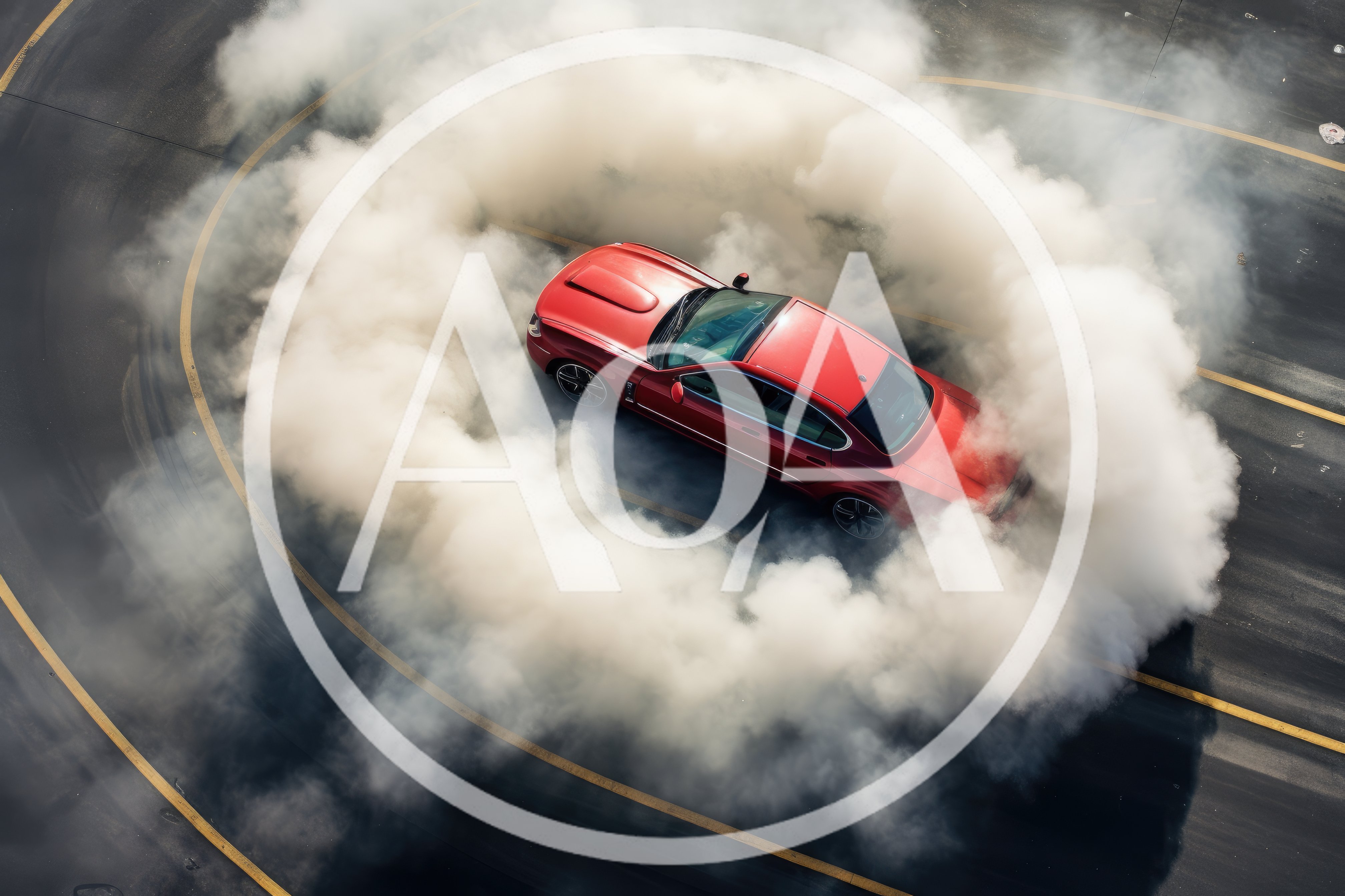 Red Sports Sedan Performing A Drift Burnout
