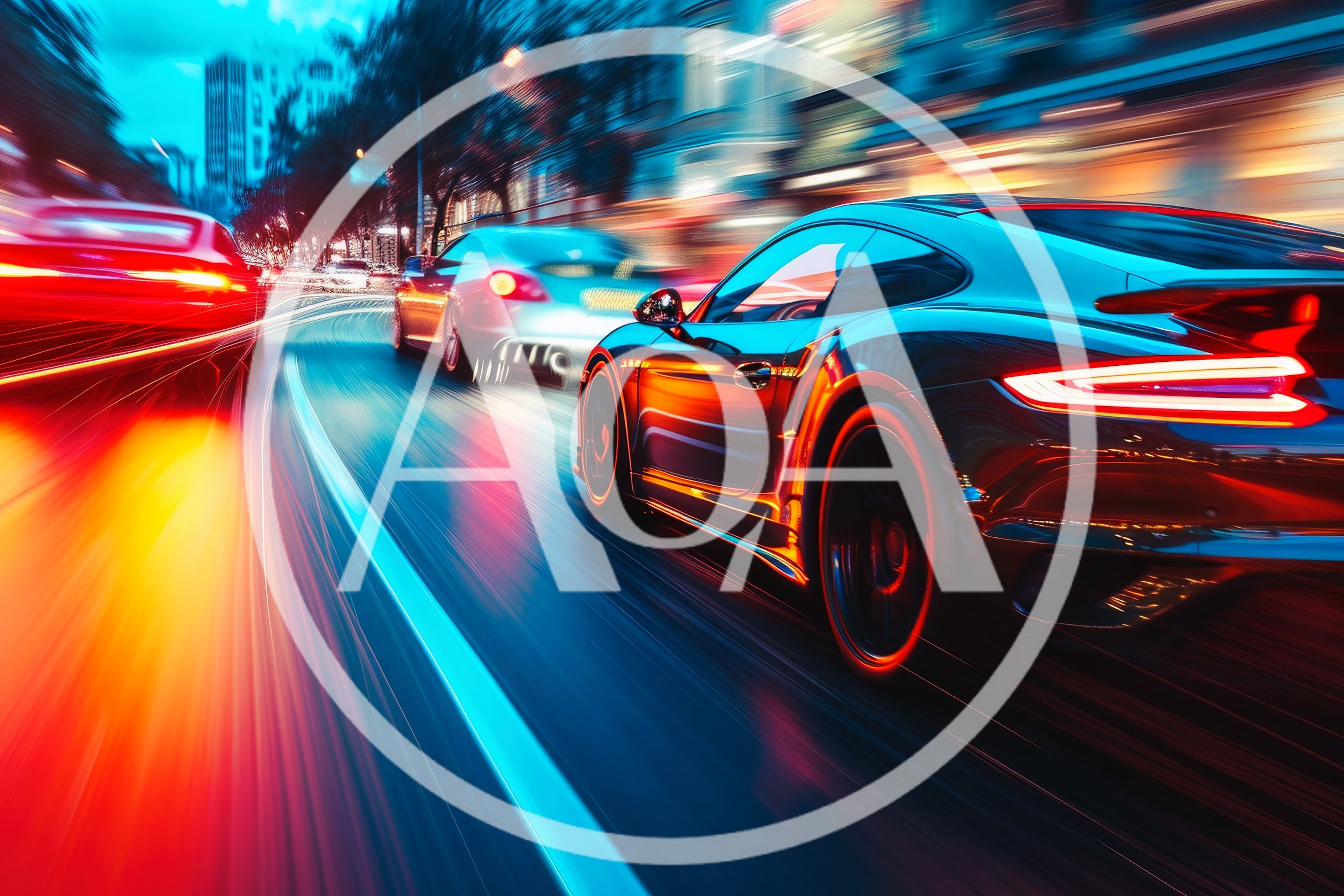 High Speed Sports Cars Racing Through City Streets