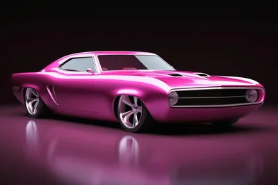Custom Pink Muscle Car In Studio Setting