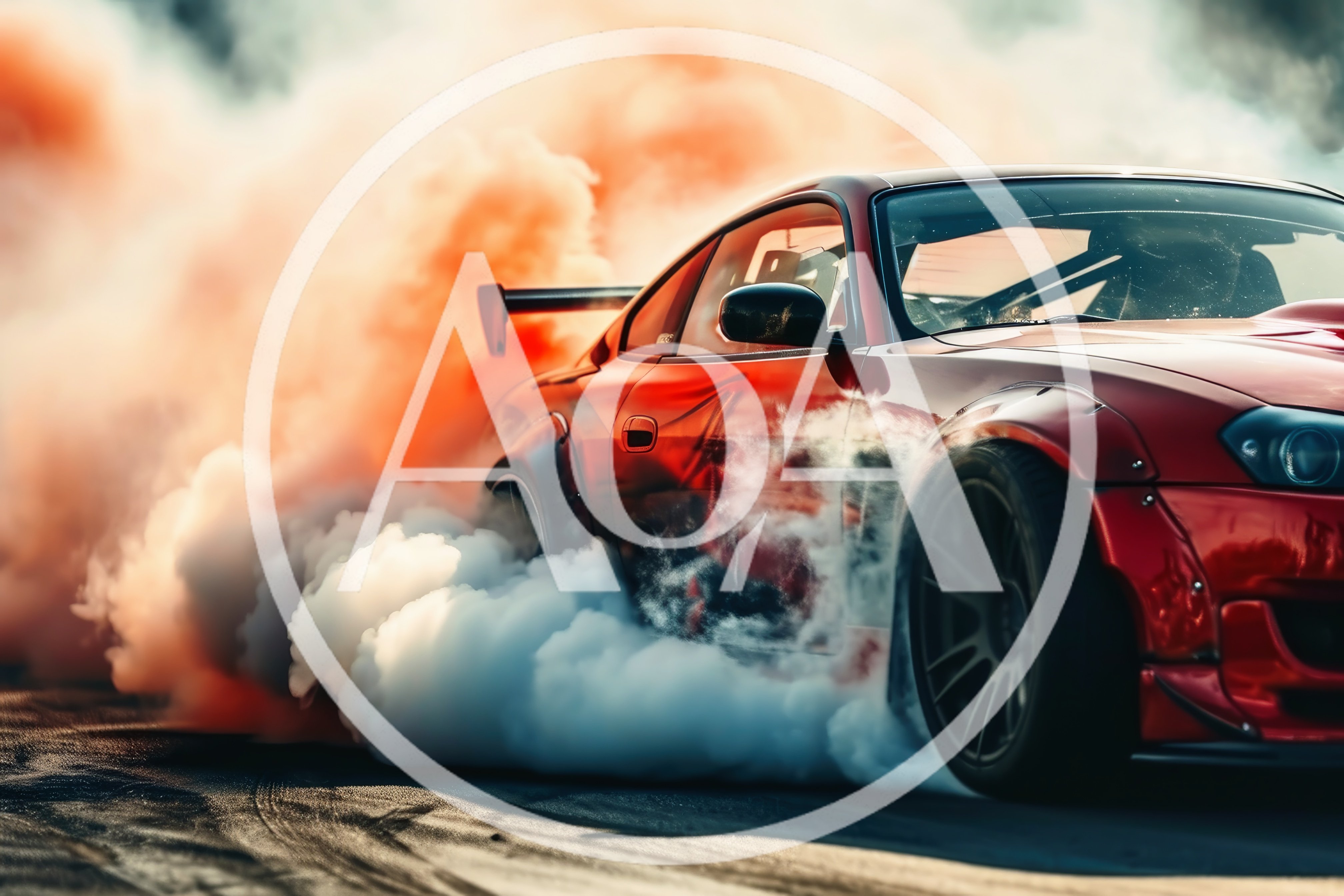 Red Sports Car Performing A High Speed Drift