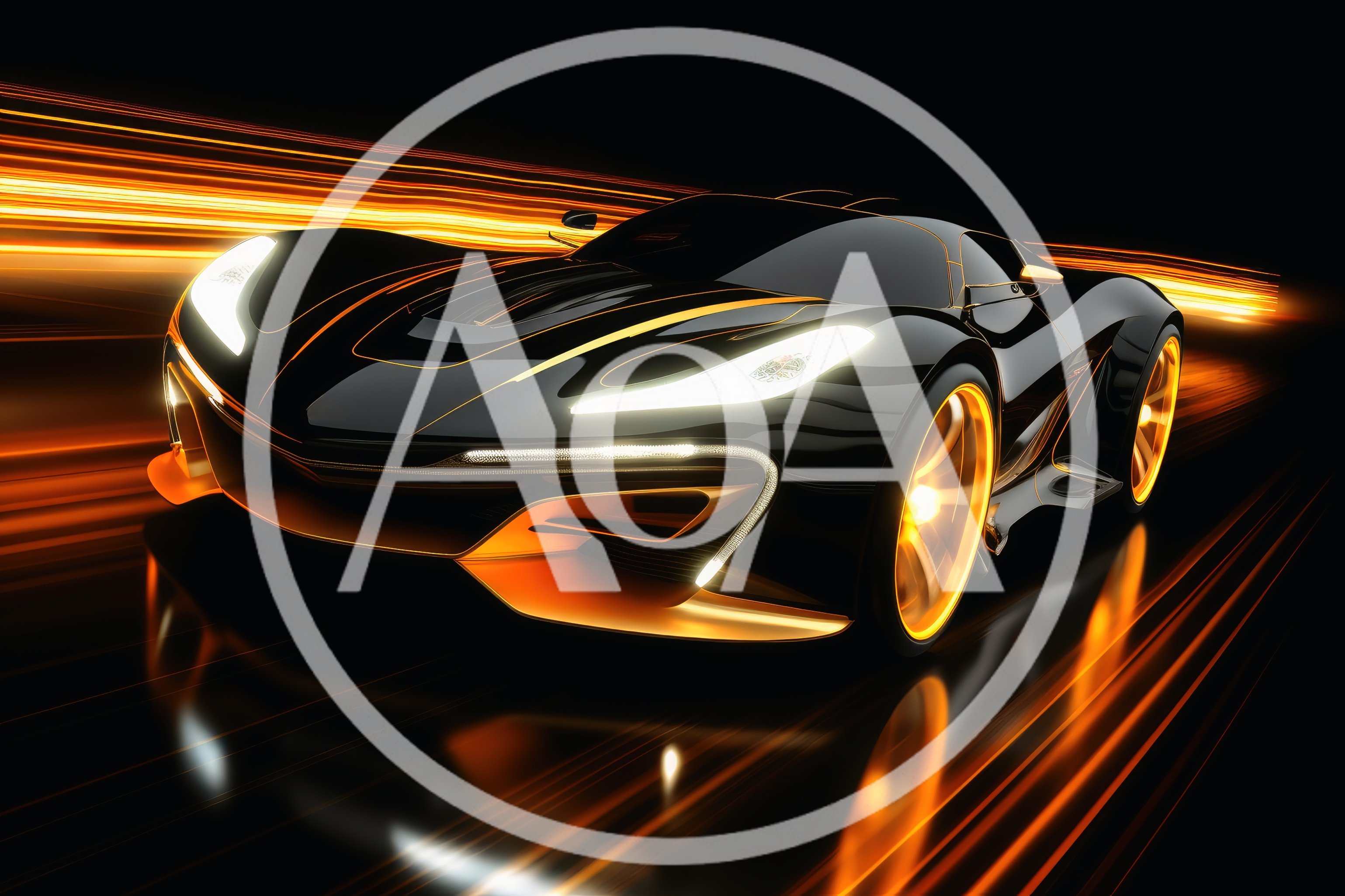 Futuristic Black Sports Car Driving At High Speed