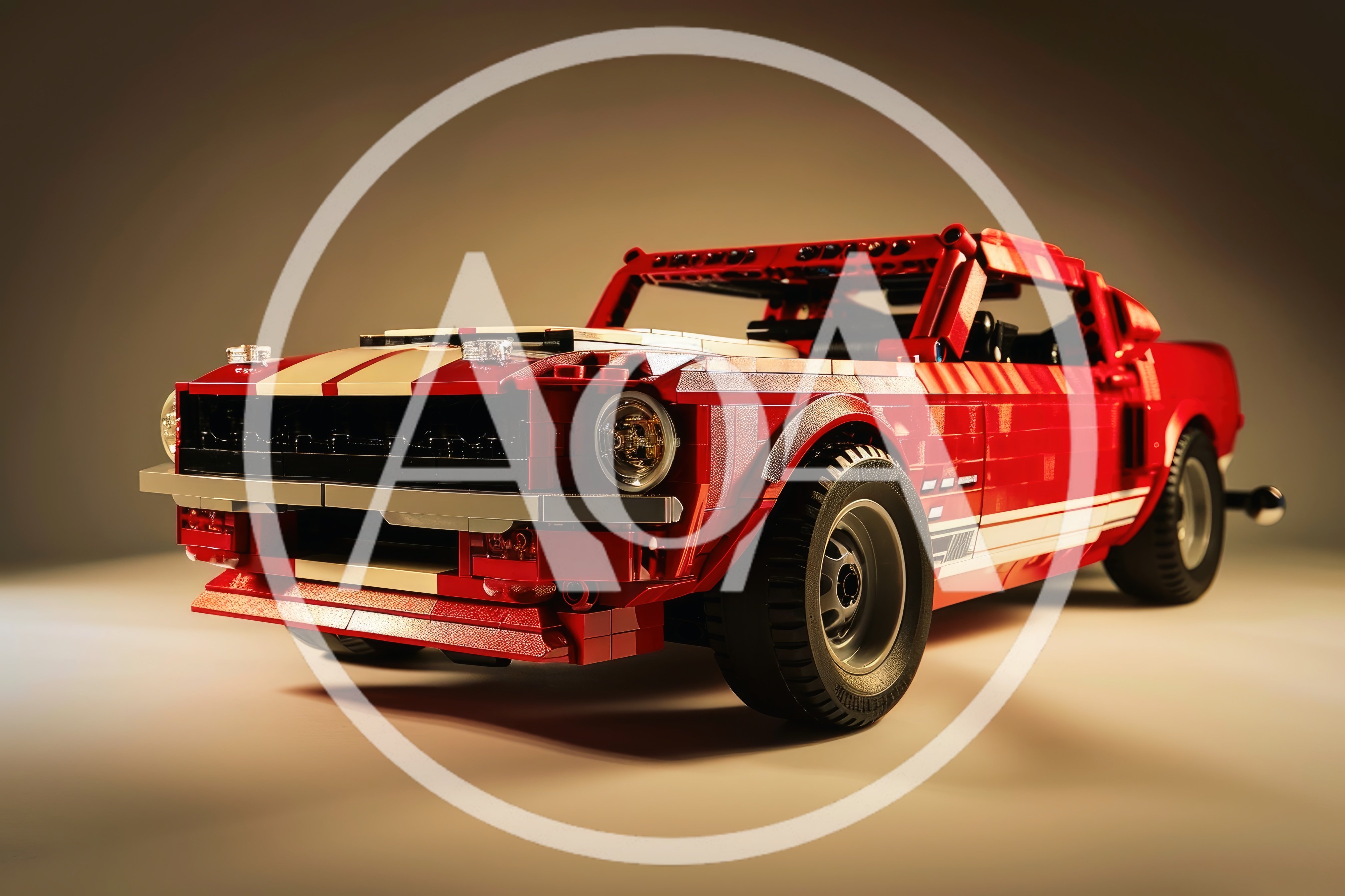 Red Lego Mustang Model Car Studio Shot