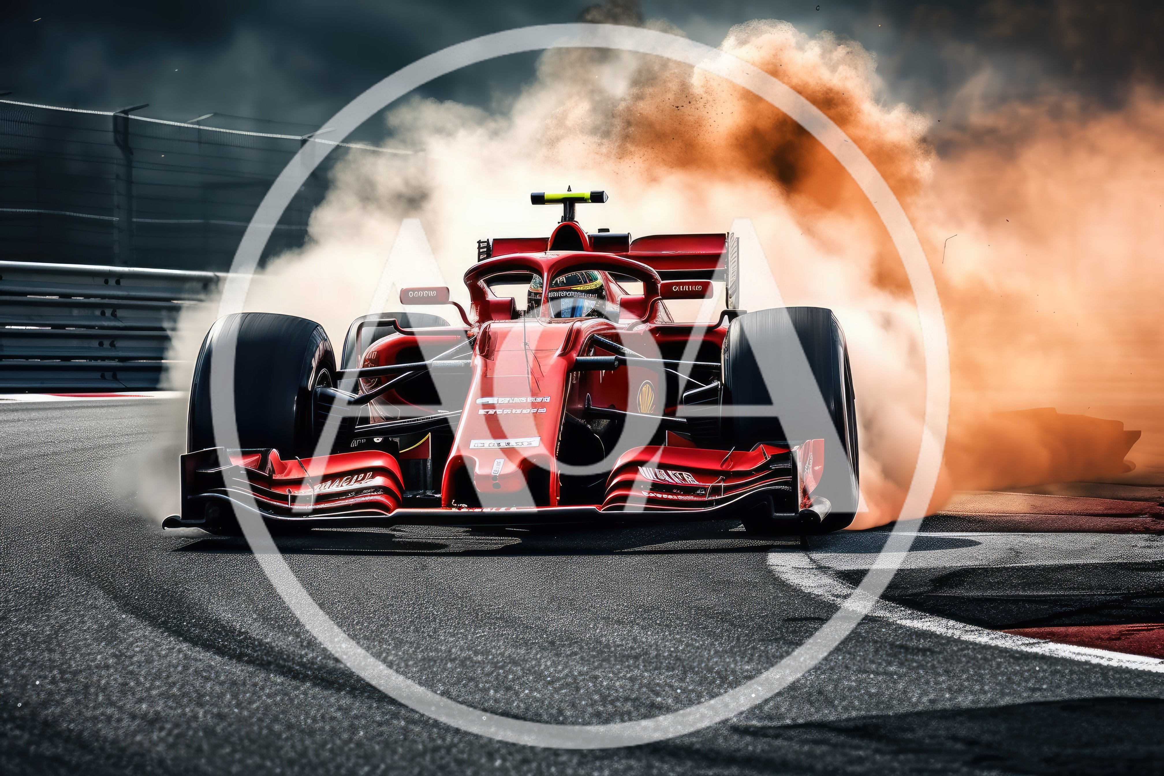Red Formula One Race Car Drifting On Track