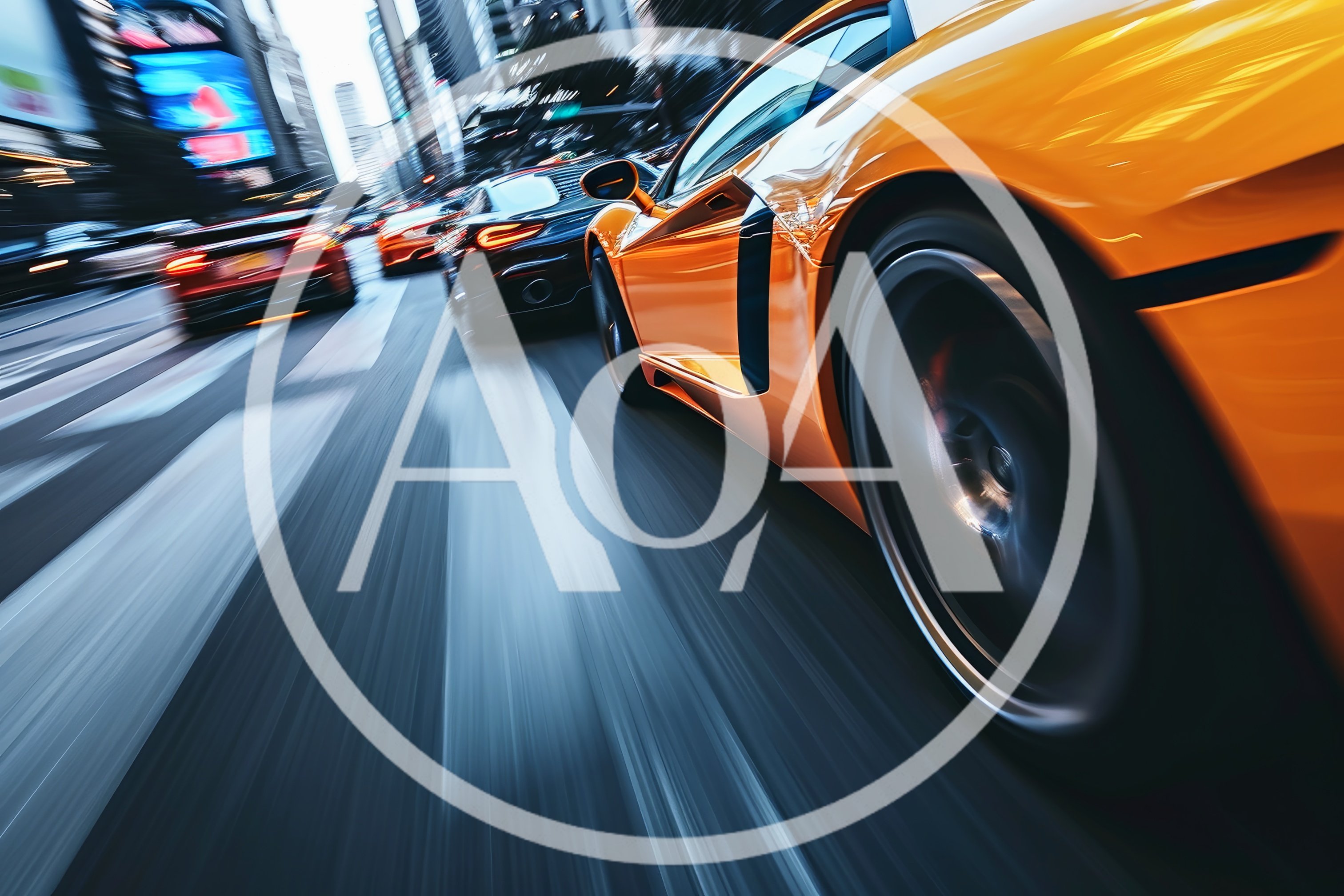 Orange Supercar Racing Through City Streets