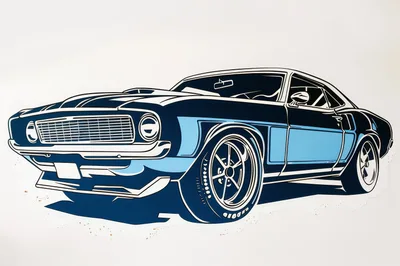 Stylized Graphic Illustration Of A Classic Muscle Car