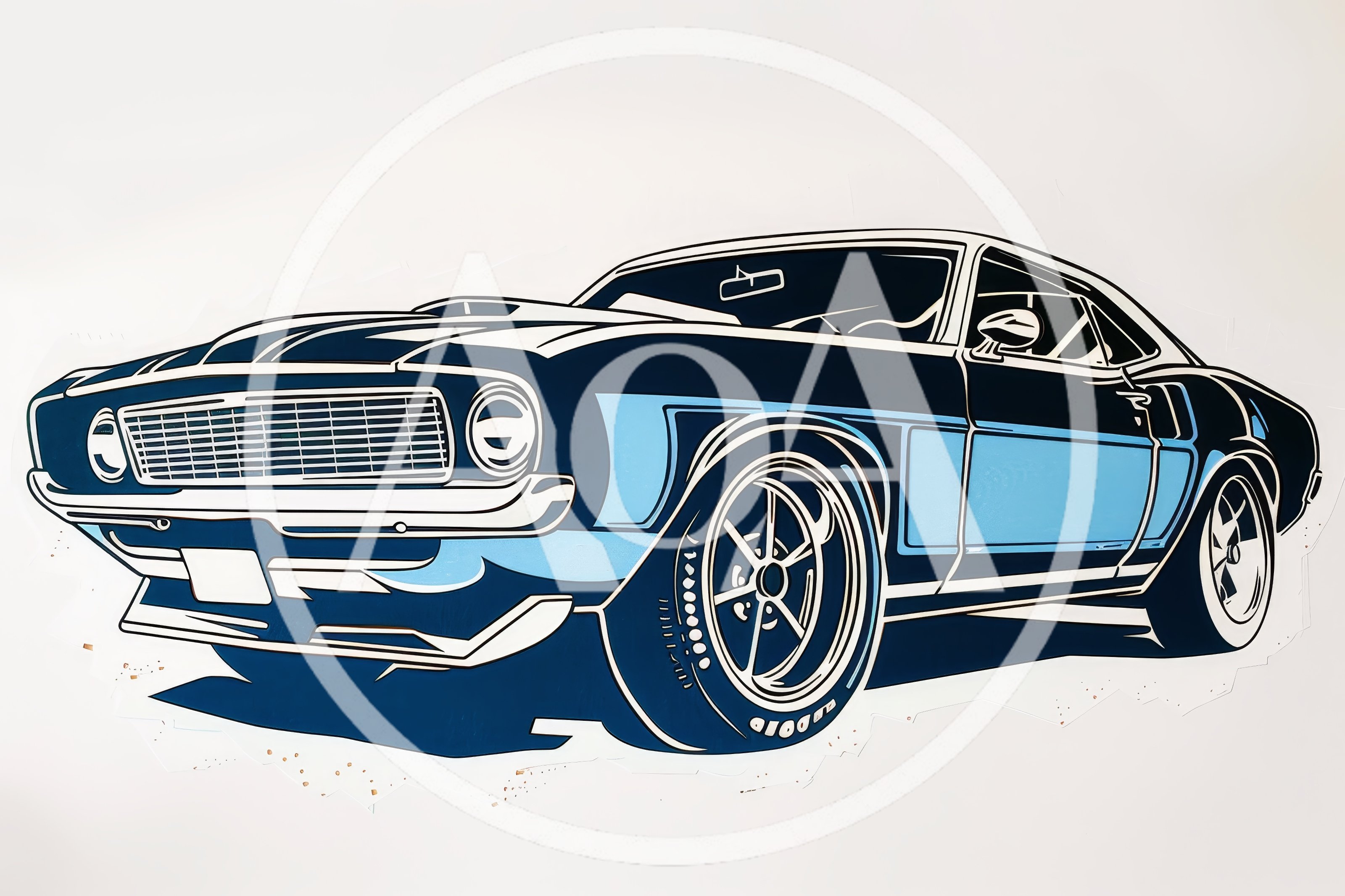 Stylized Graphic Illustration Of A Classic Muscle Car