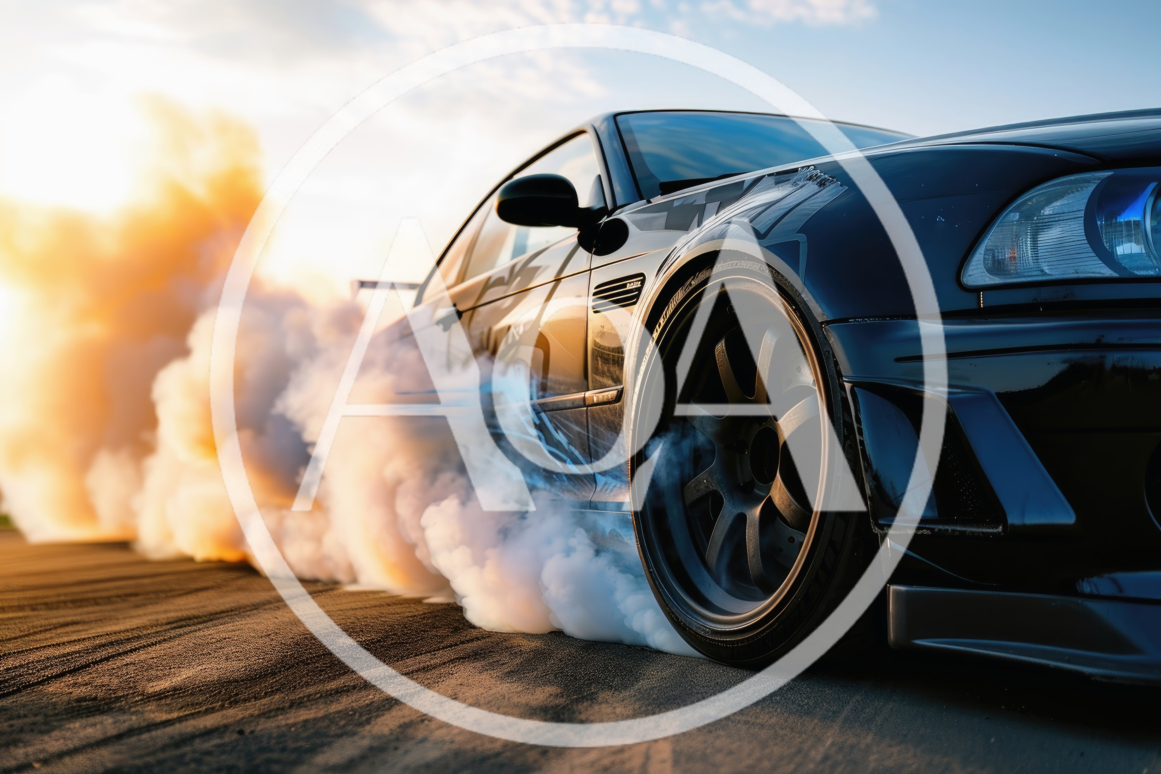 Black Sports Car Performing A Drift Burnout