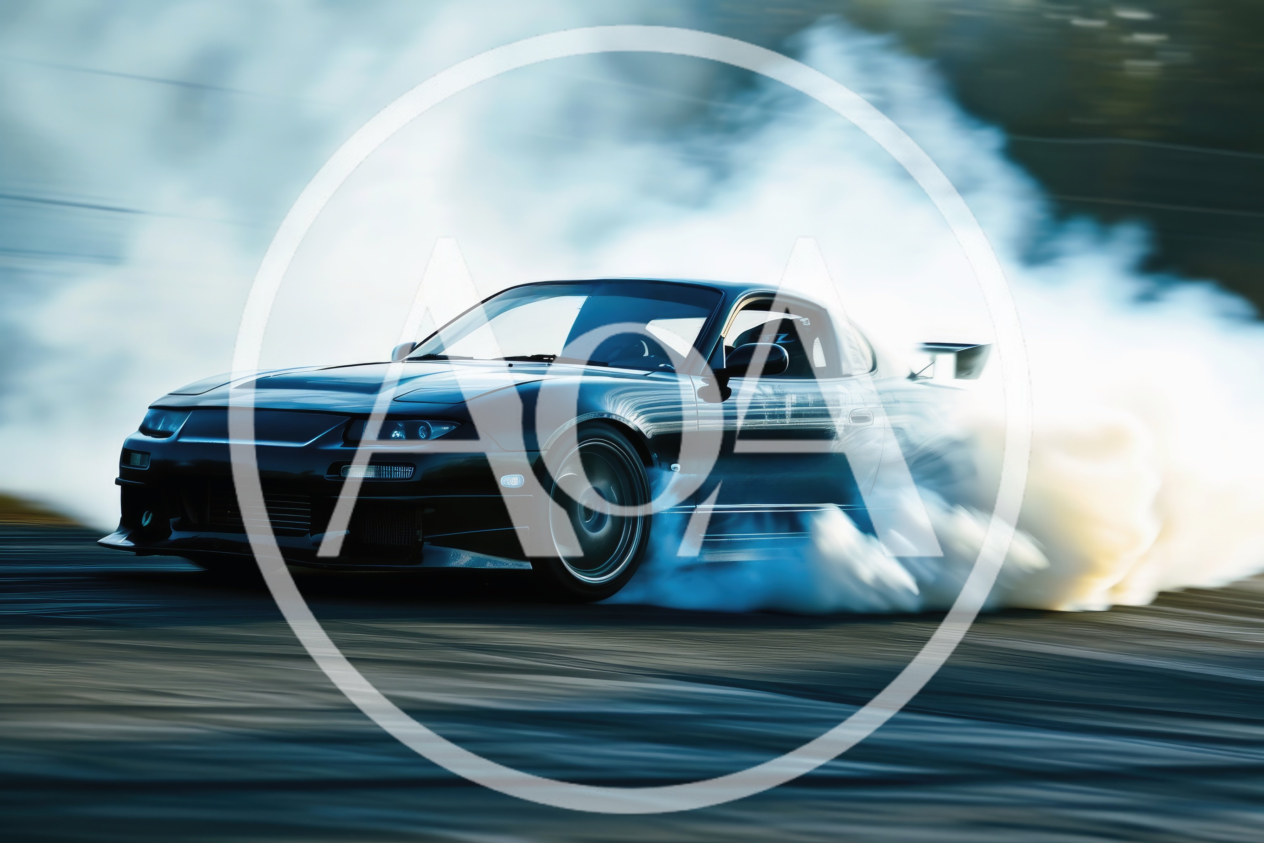 Black Sports Car Drifting With Tire Smoke