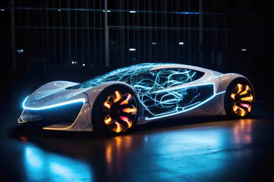 Futuristic Concept Supercar With Glowing Neon Lighting