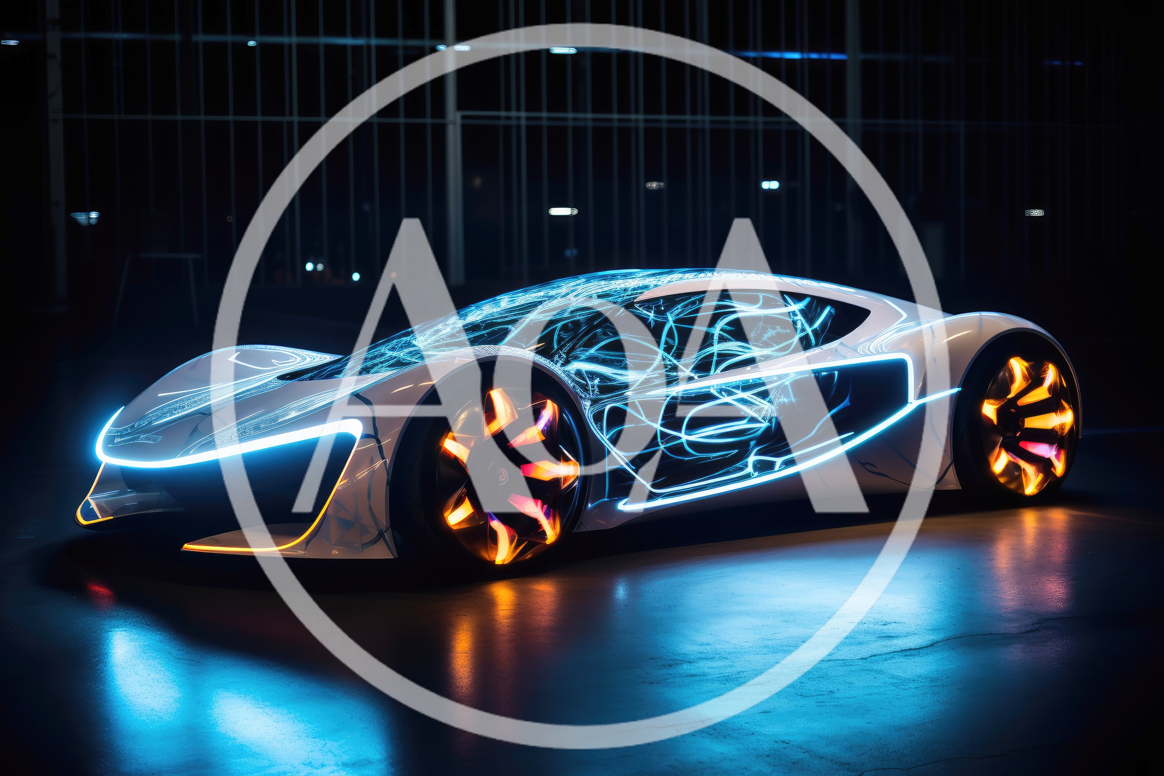 Futuristic Concept Supercar With Glowing Neon Lighting