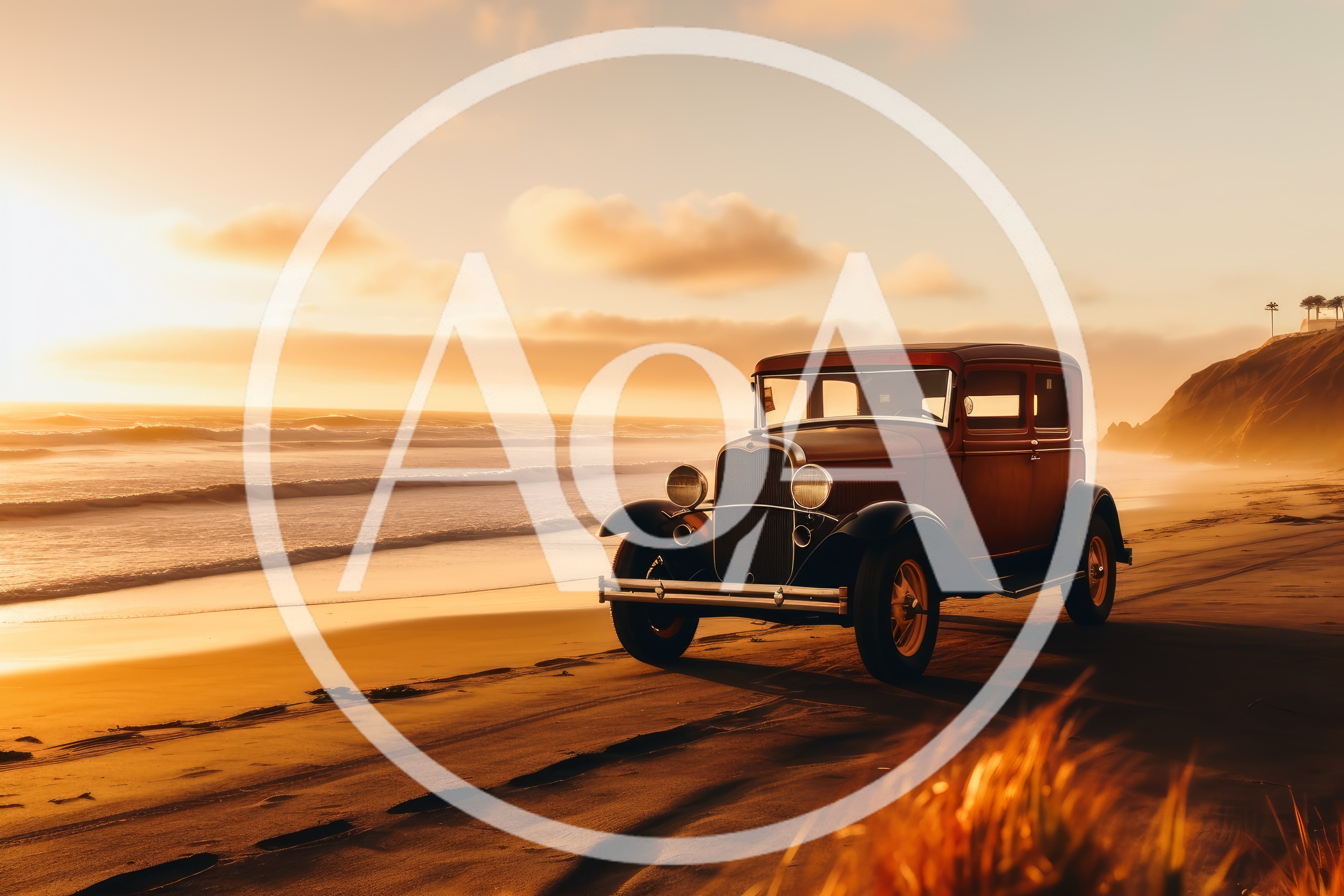 Vintage Ford Model A Parked On A Sandy Beach