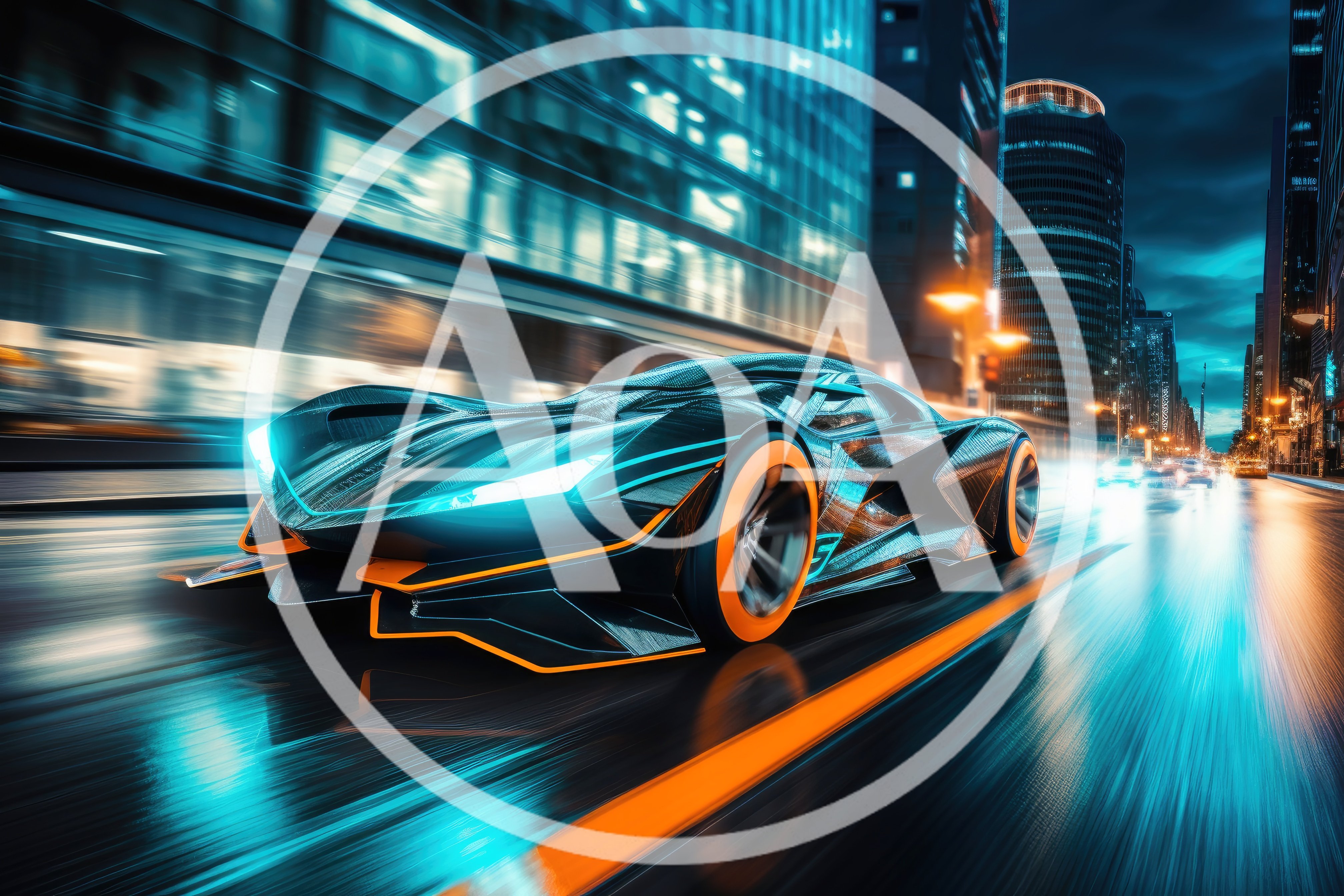 Futuristic Concept Supercar Speeding Through City Streets