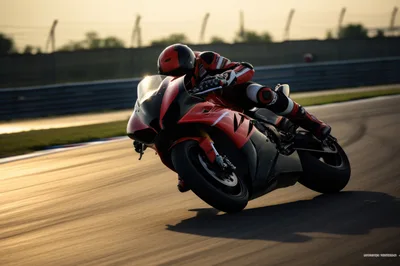 Professional Superbike Racer Cornering On A Racetrack