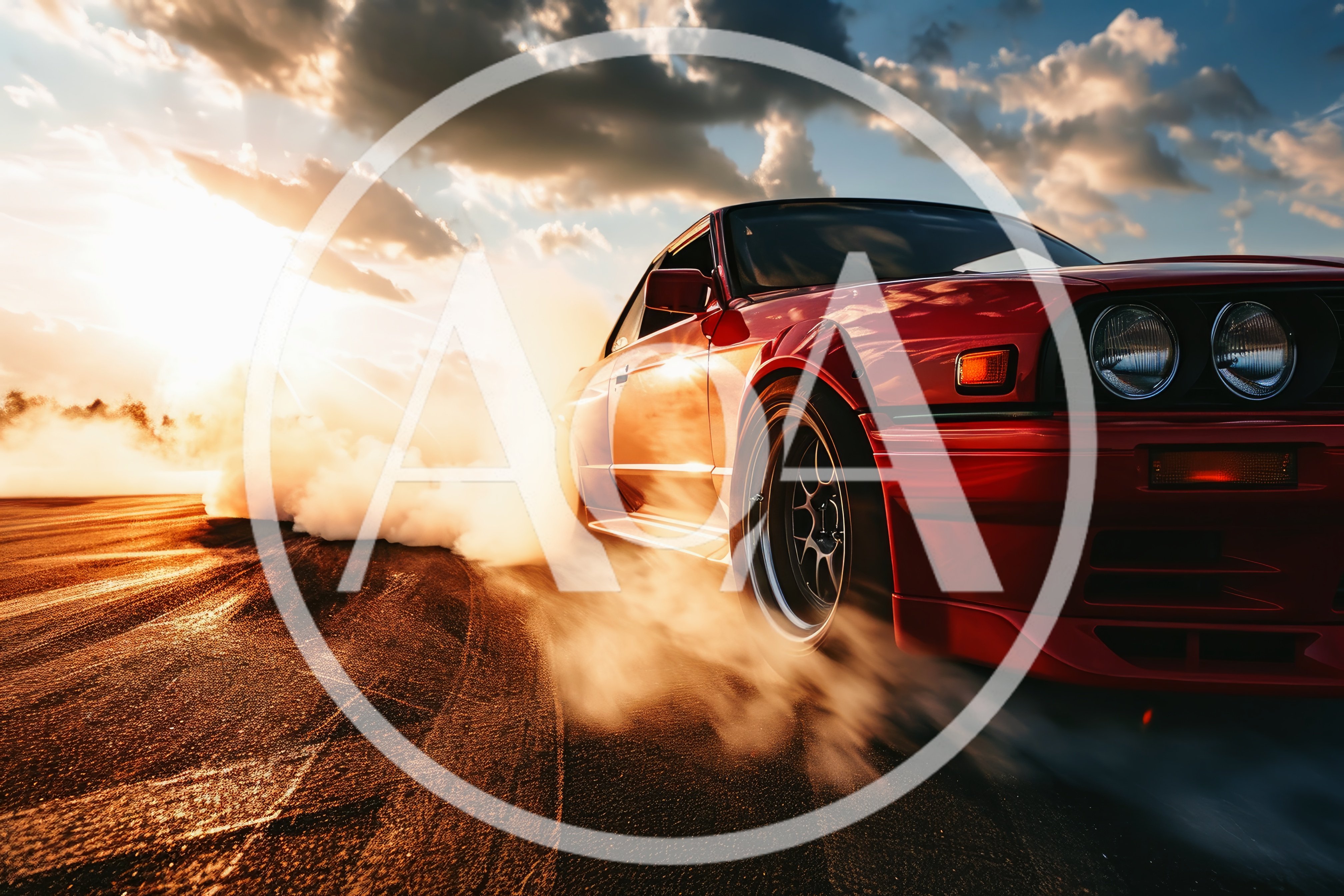 Red BMW E30 Drifting on Asphalt Track