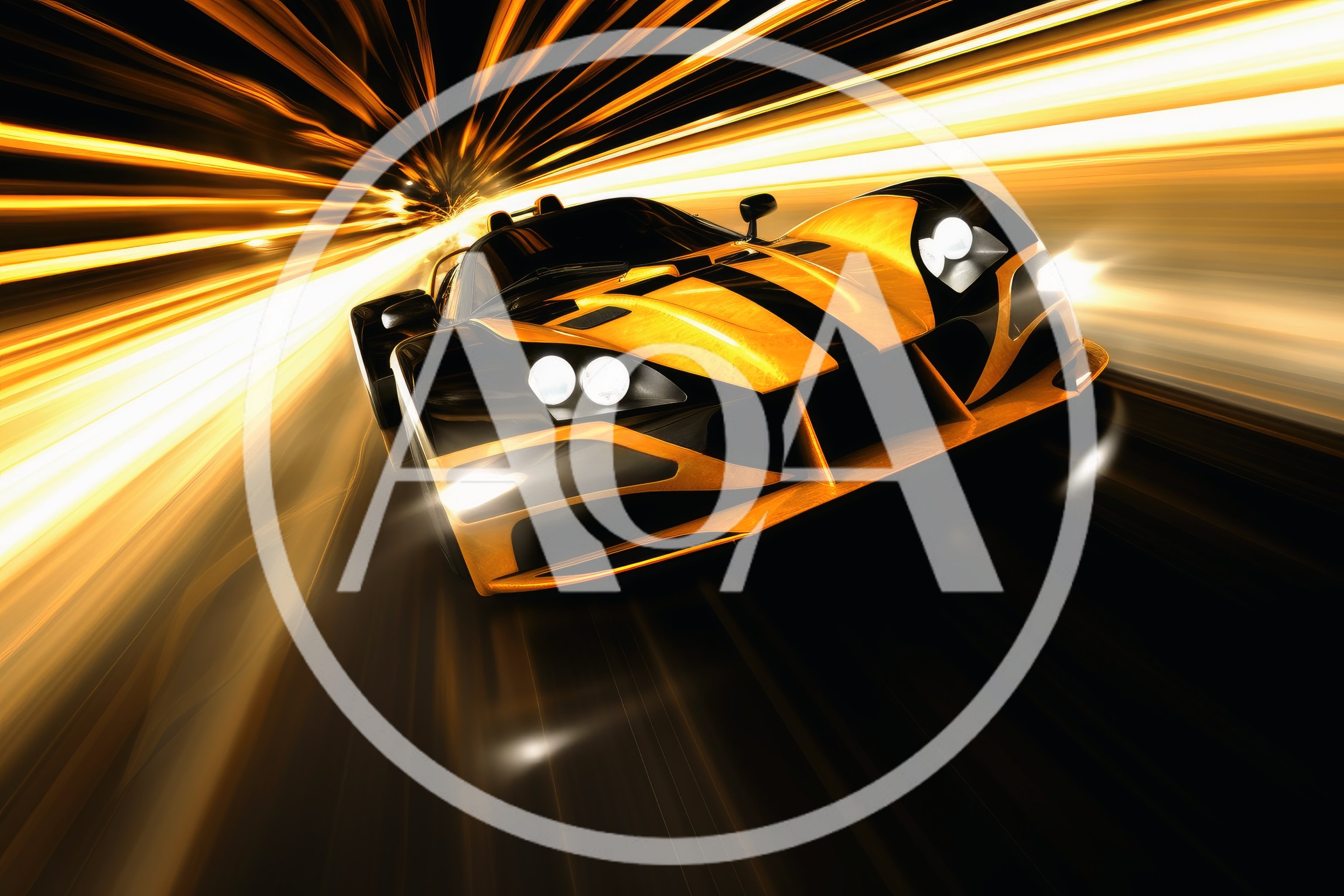 Yellow And Black Supercar Speeding Through A Light Tunnel