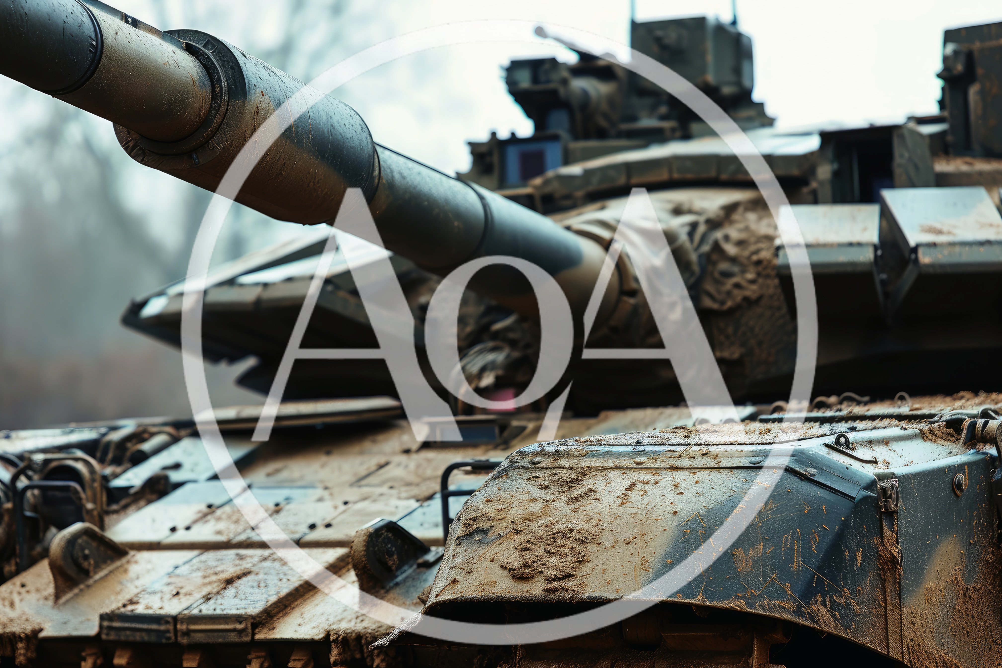 Close Up Of A Muddy Military Tank Cannon