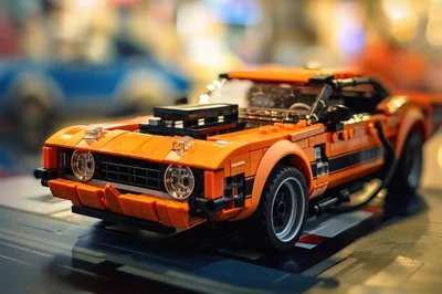Orange Muscle Car Lego Model Display