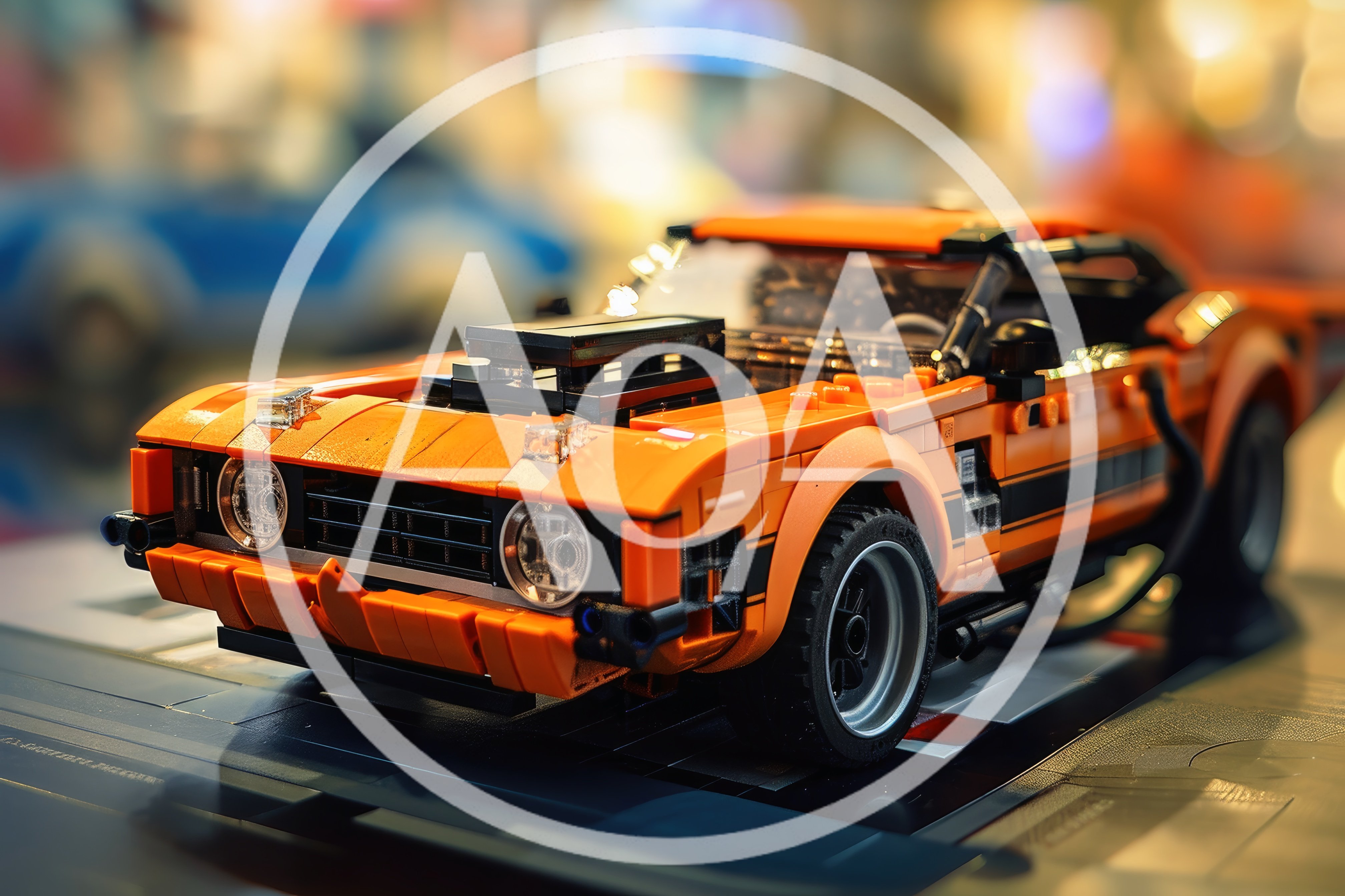 Orange Muscle Car Lego Model Display