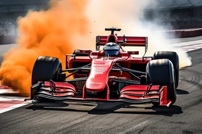 Red Formula One Race Car Performing A Burnout