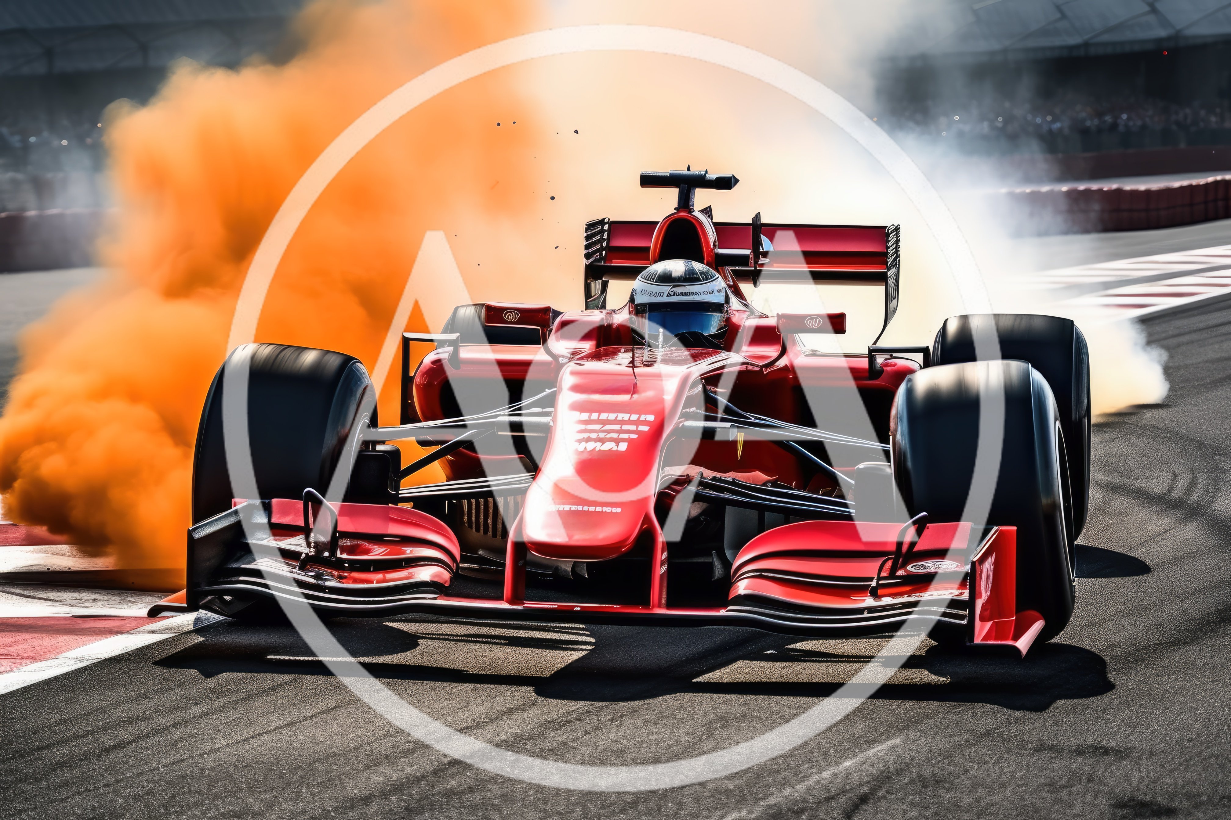 Red Formula One Race Car Performing A Burnout