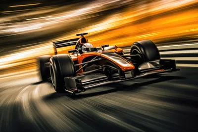 Formula One Race Car Speeding On Track