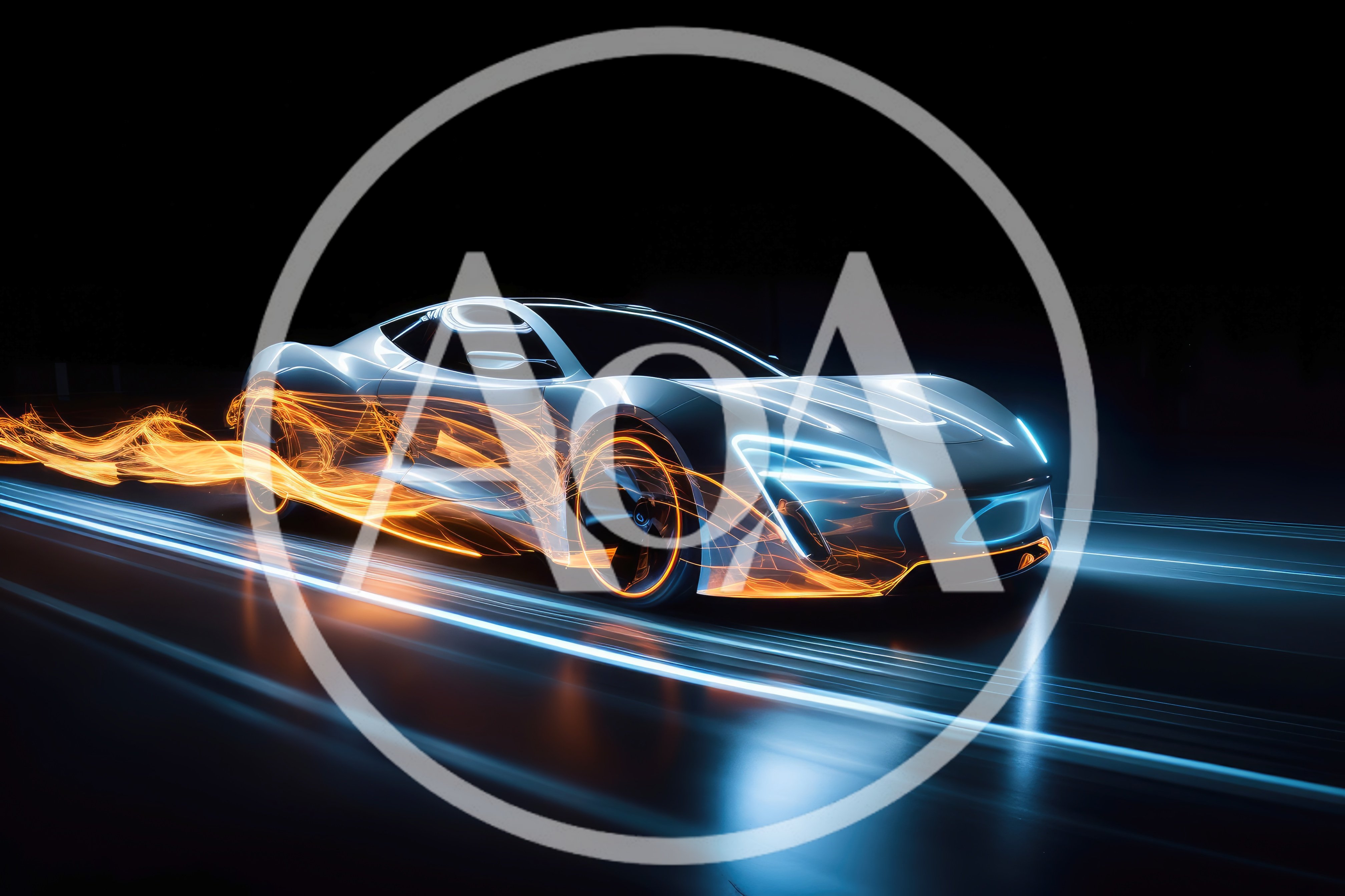 Futuristic Sports Car Speeding With Glowing Energy Trails