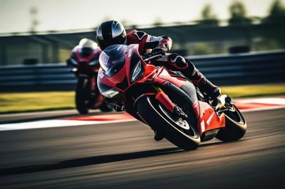 Professional Superbike Racer Cornering On A Racetrack