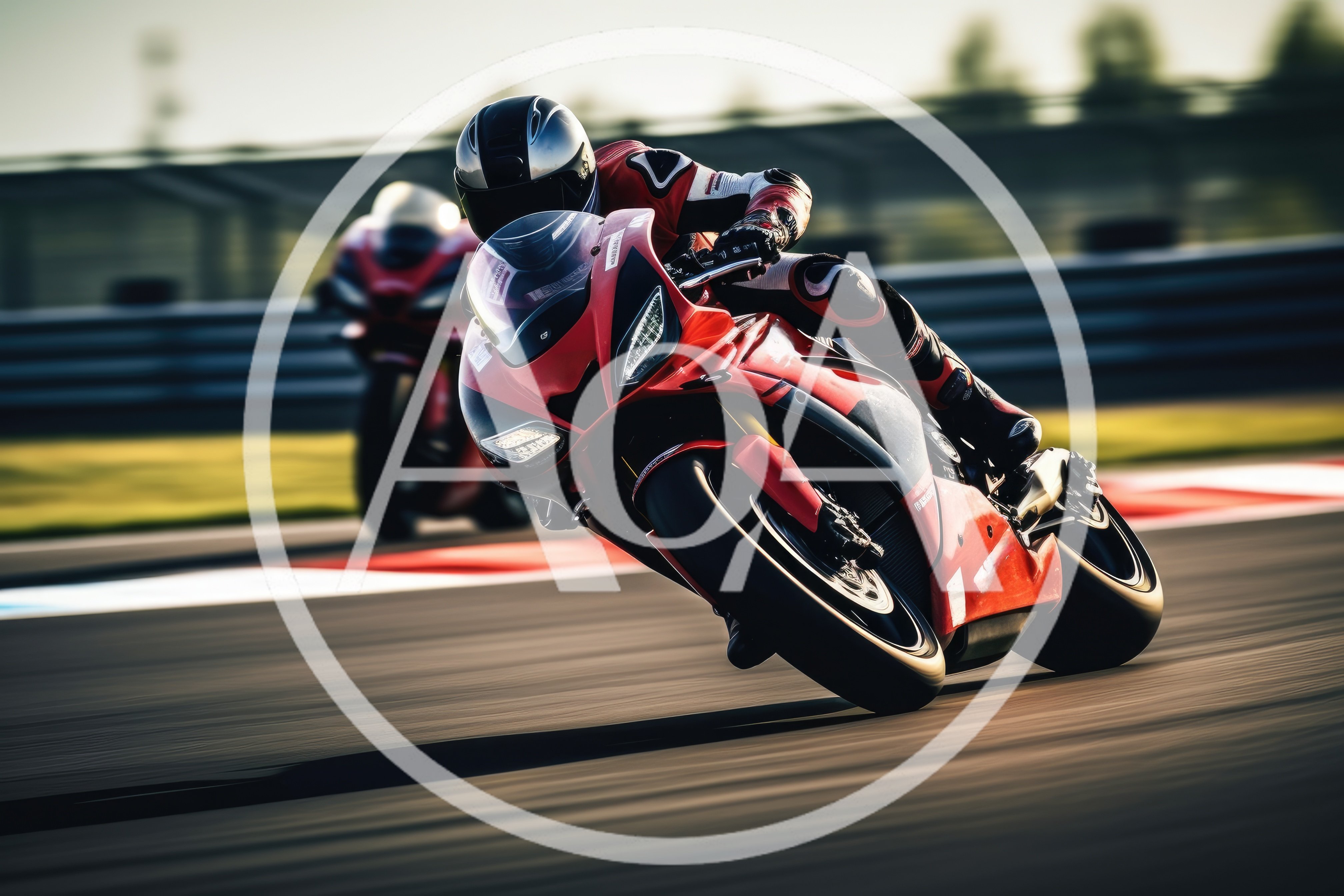 Professional Superbike Racer Cornering On A Racetrack