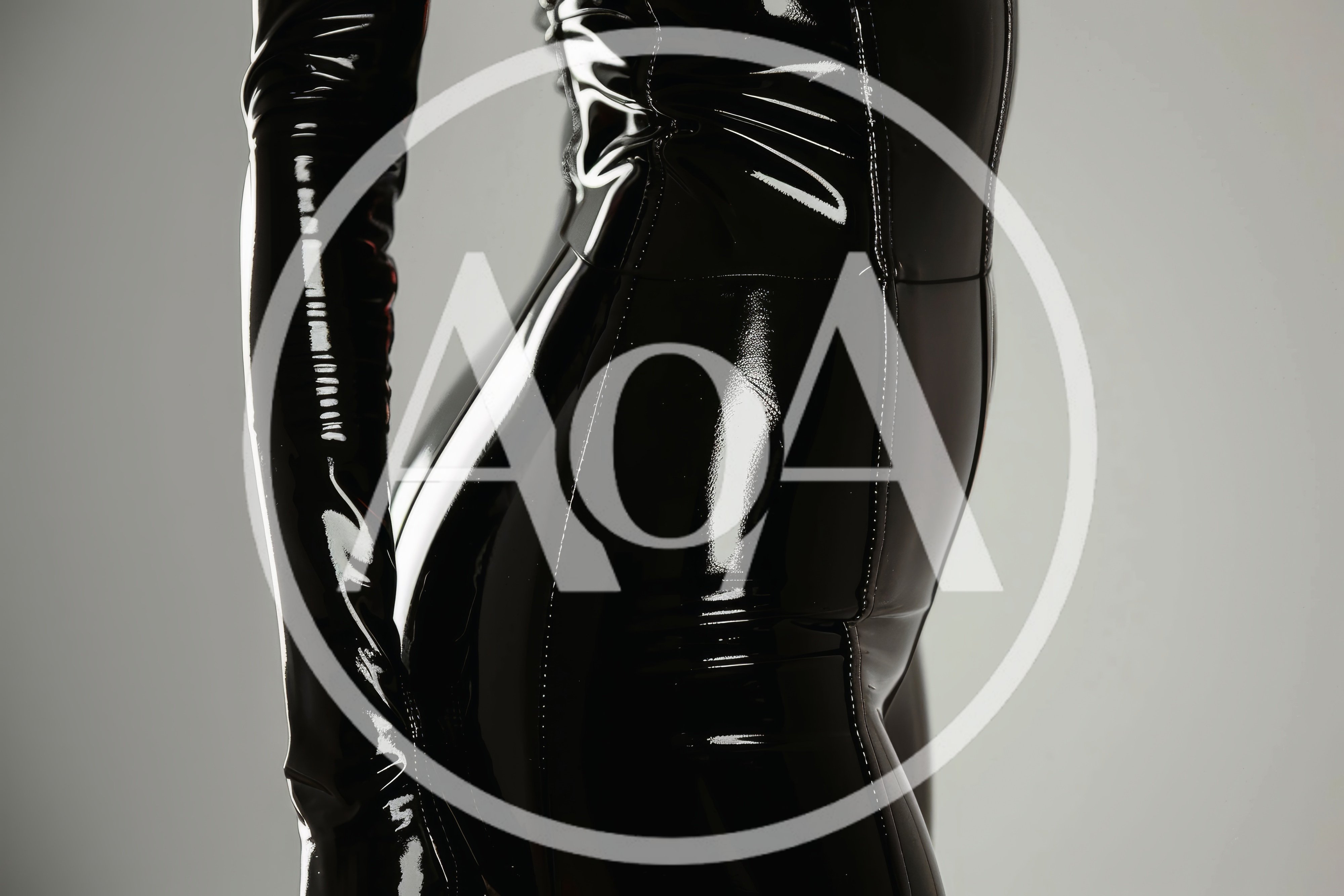 Close Up Of A Woman In A Black Latex Bodysuit