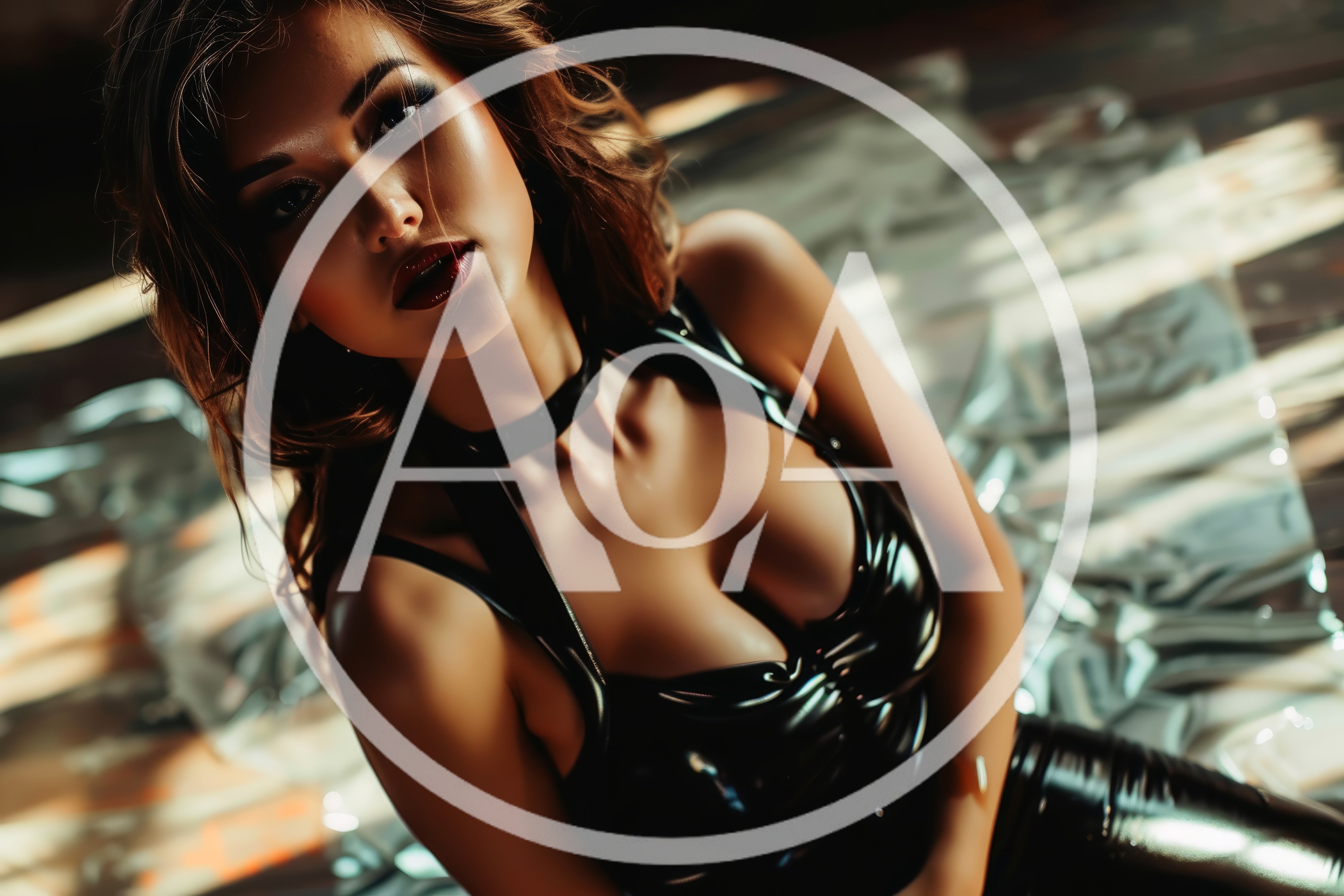 Portrait Of A Woman In A Black Latex Outfit