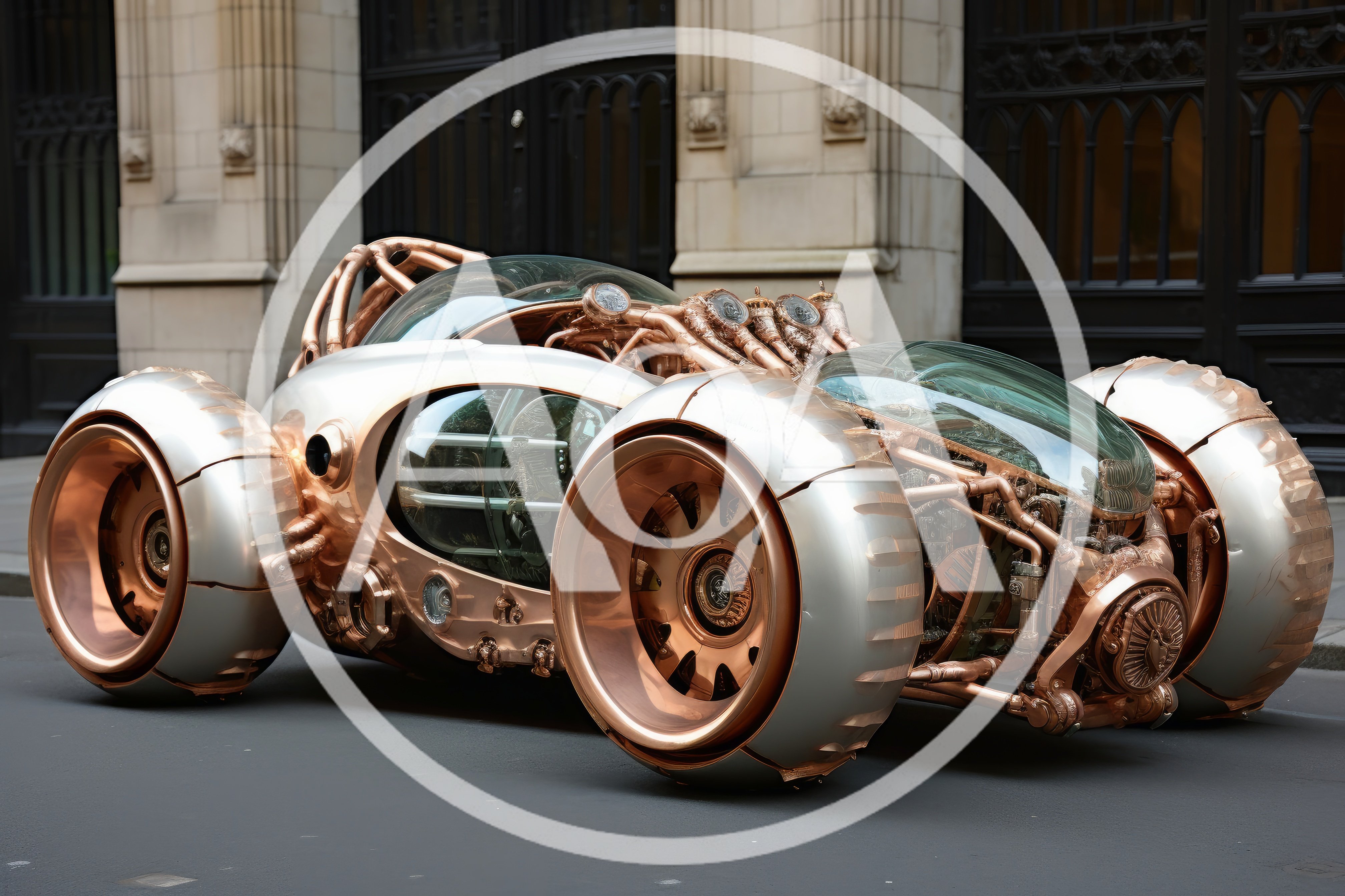 Steampunk Concept Car Parked On City Street