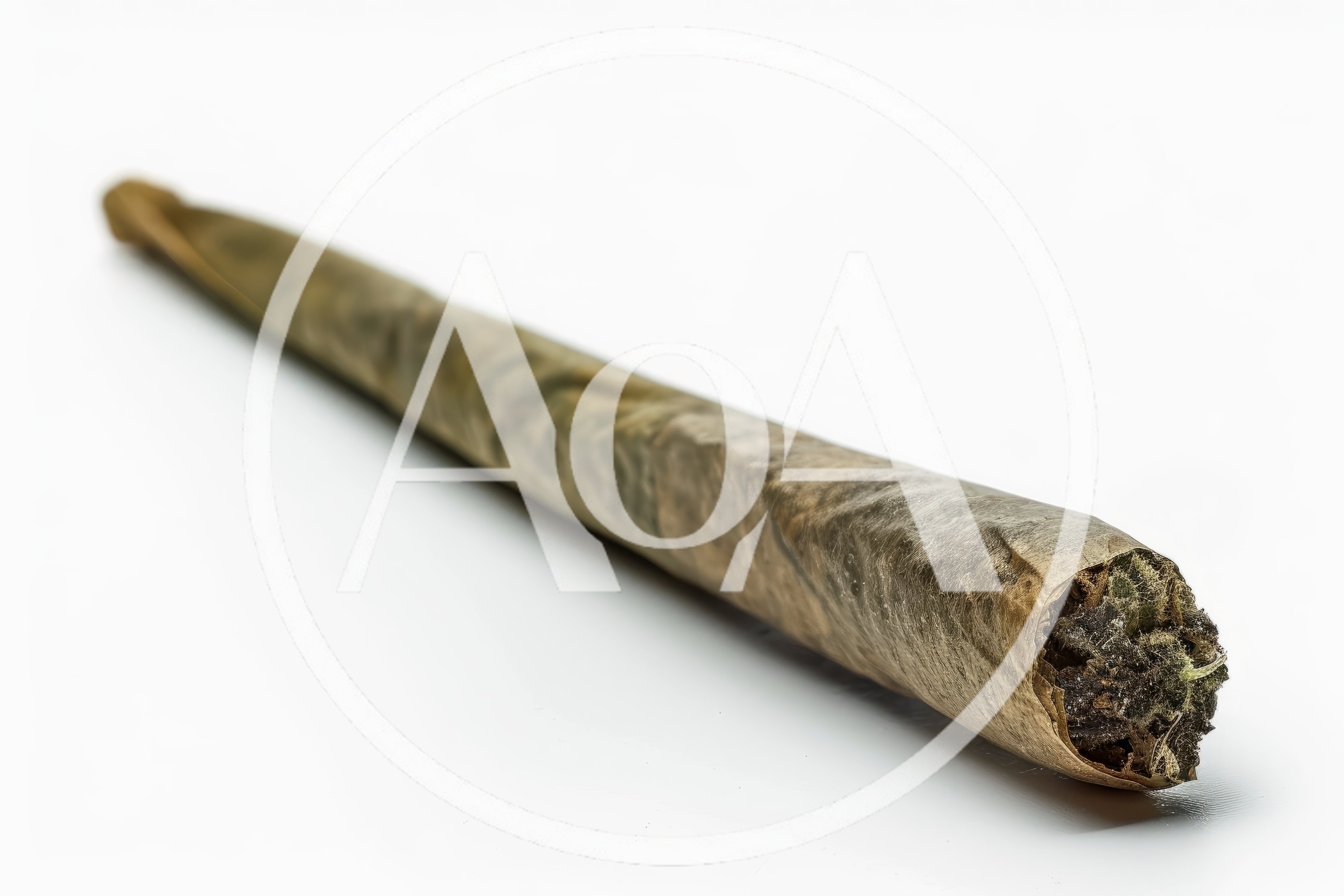 Hand Rolled Cannabis Blunt On White Background