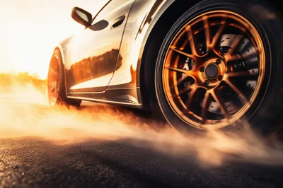 Sports Car Performing A Burnout On Asphalt