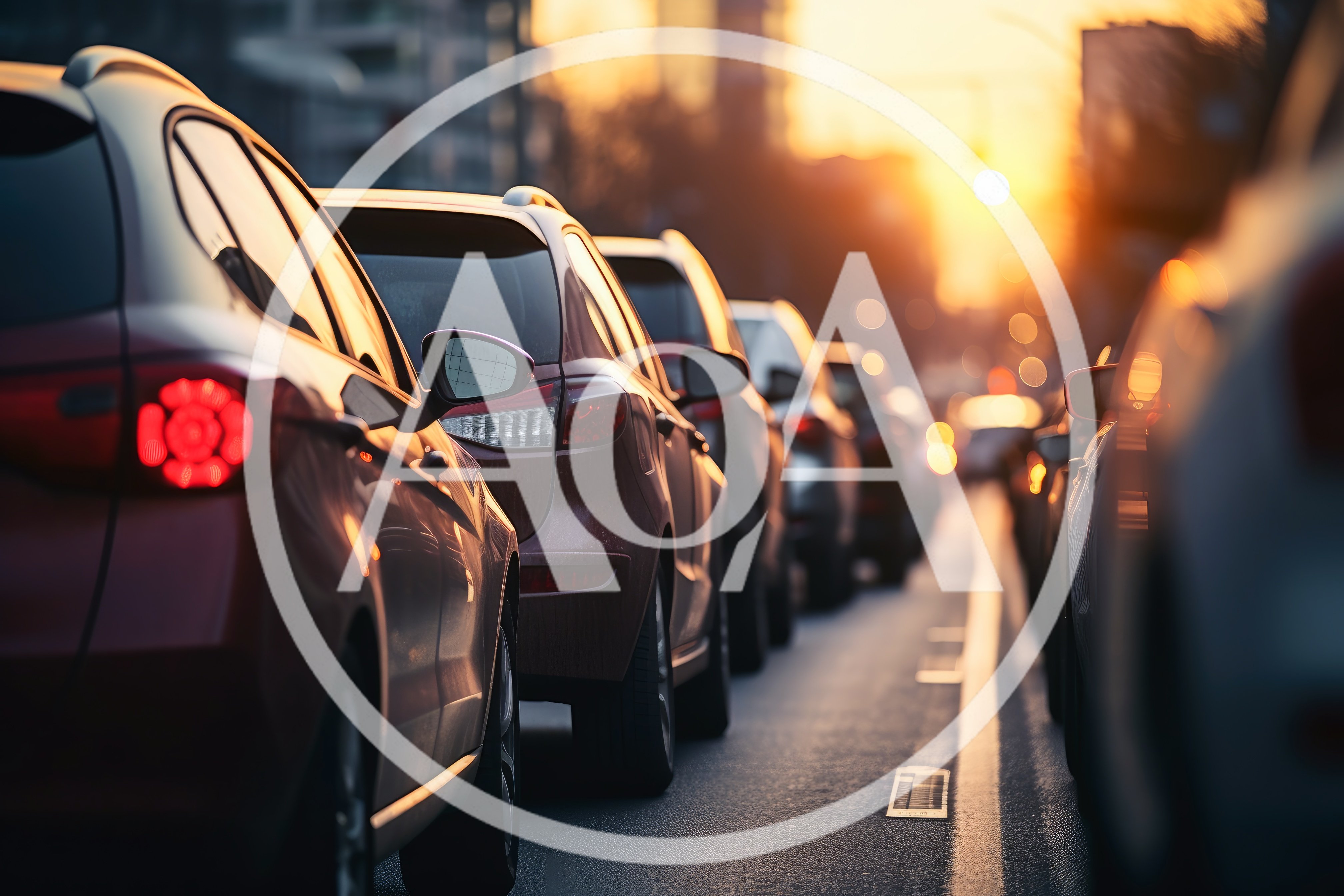 Traffic Jam During Golden Hour Sunset