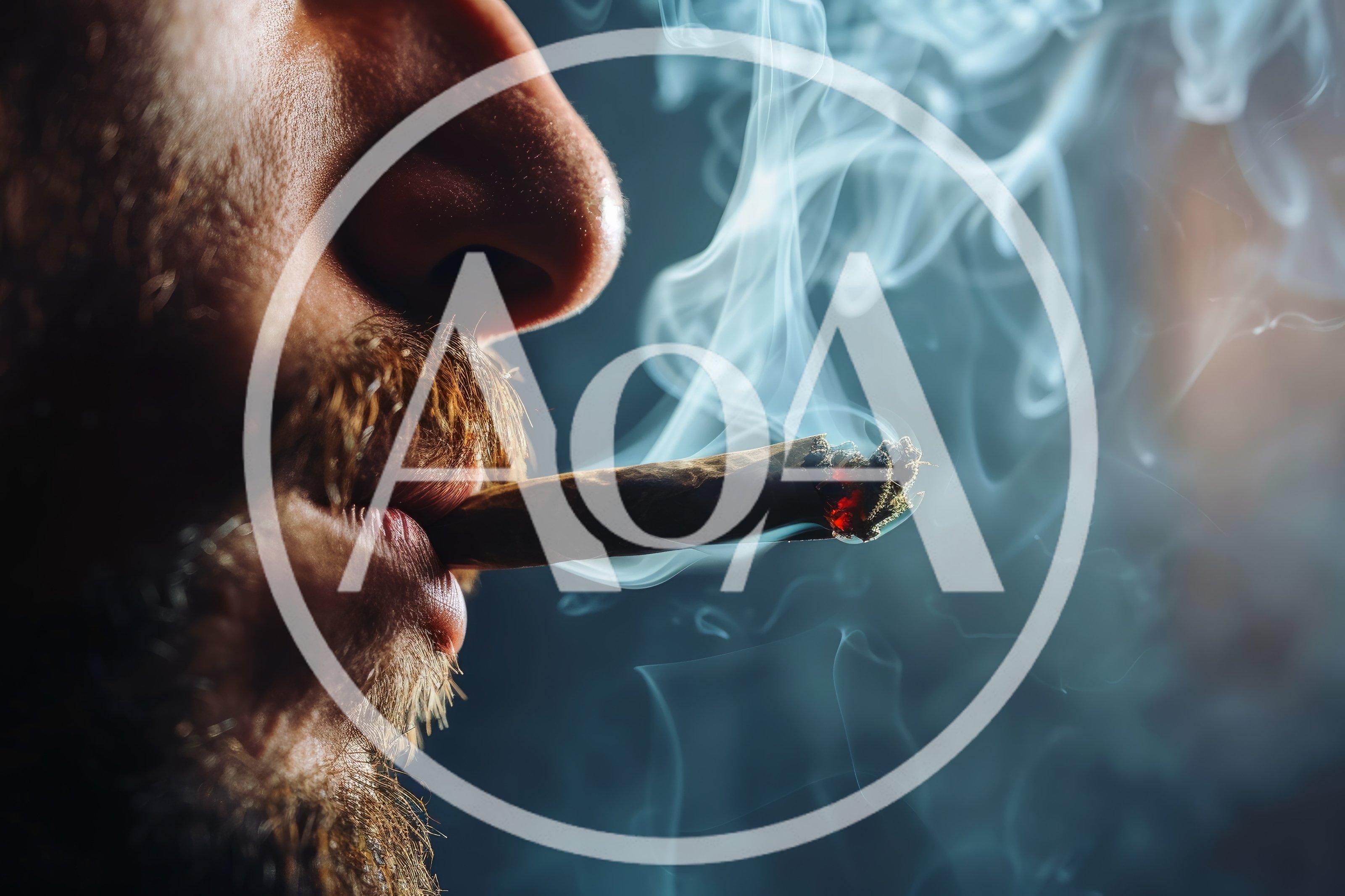 Close Up Of A Man Smoking A Cigar