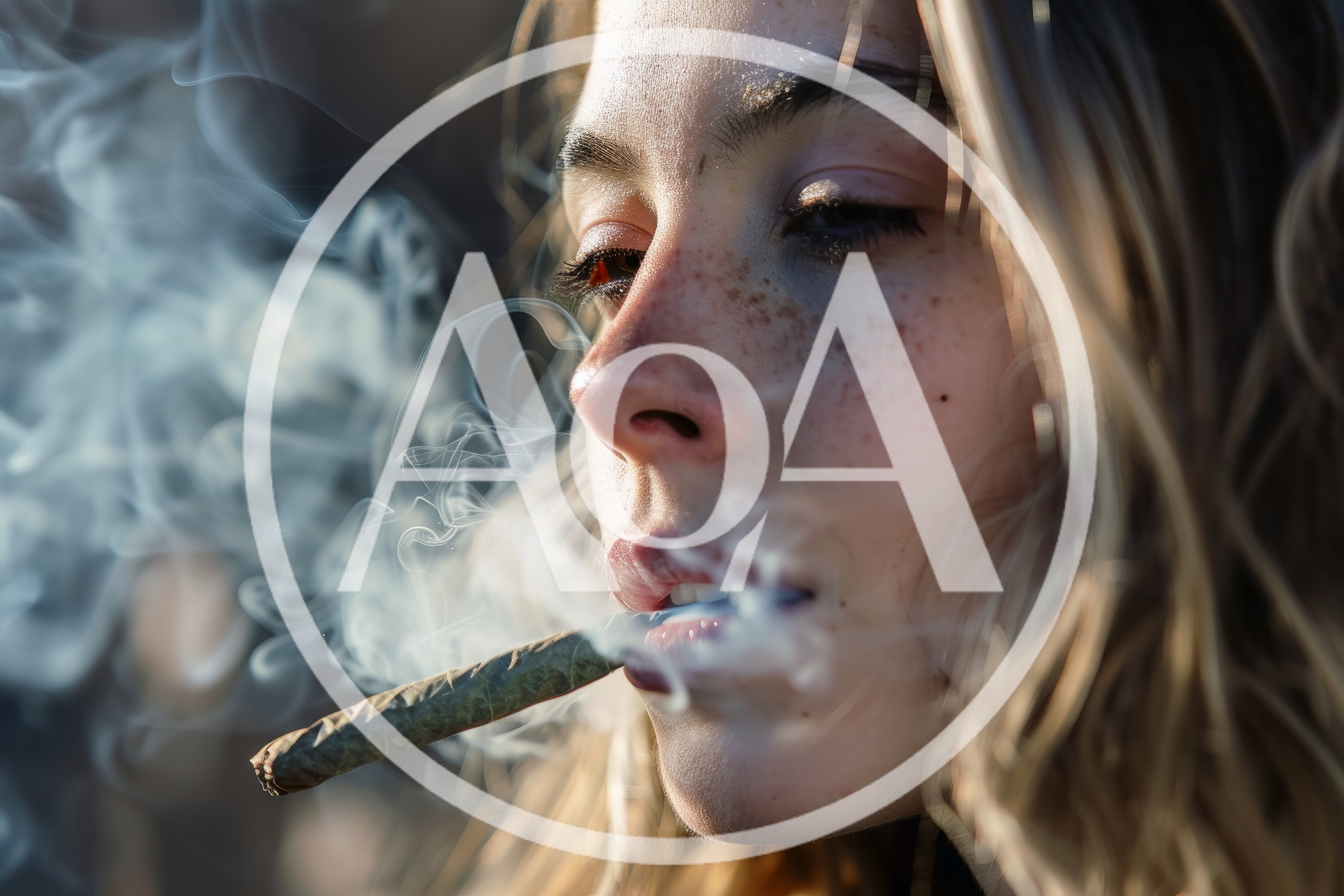Young Woman Smoking A Rolled Cannabis Joint