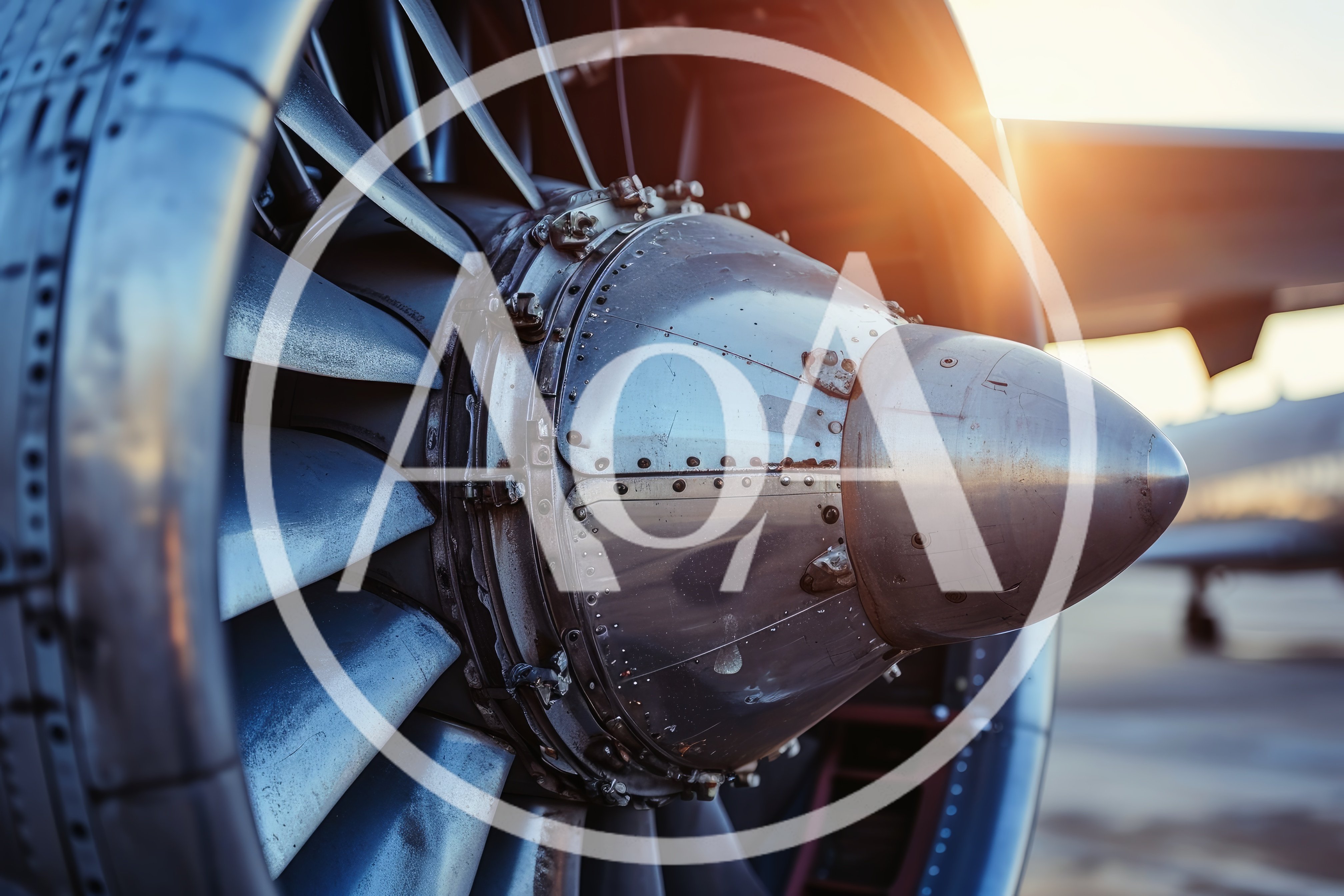 Close Up Of A Commercial Jet Engine Turbine