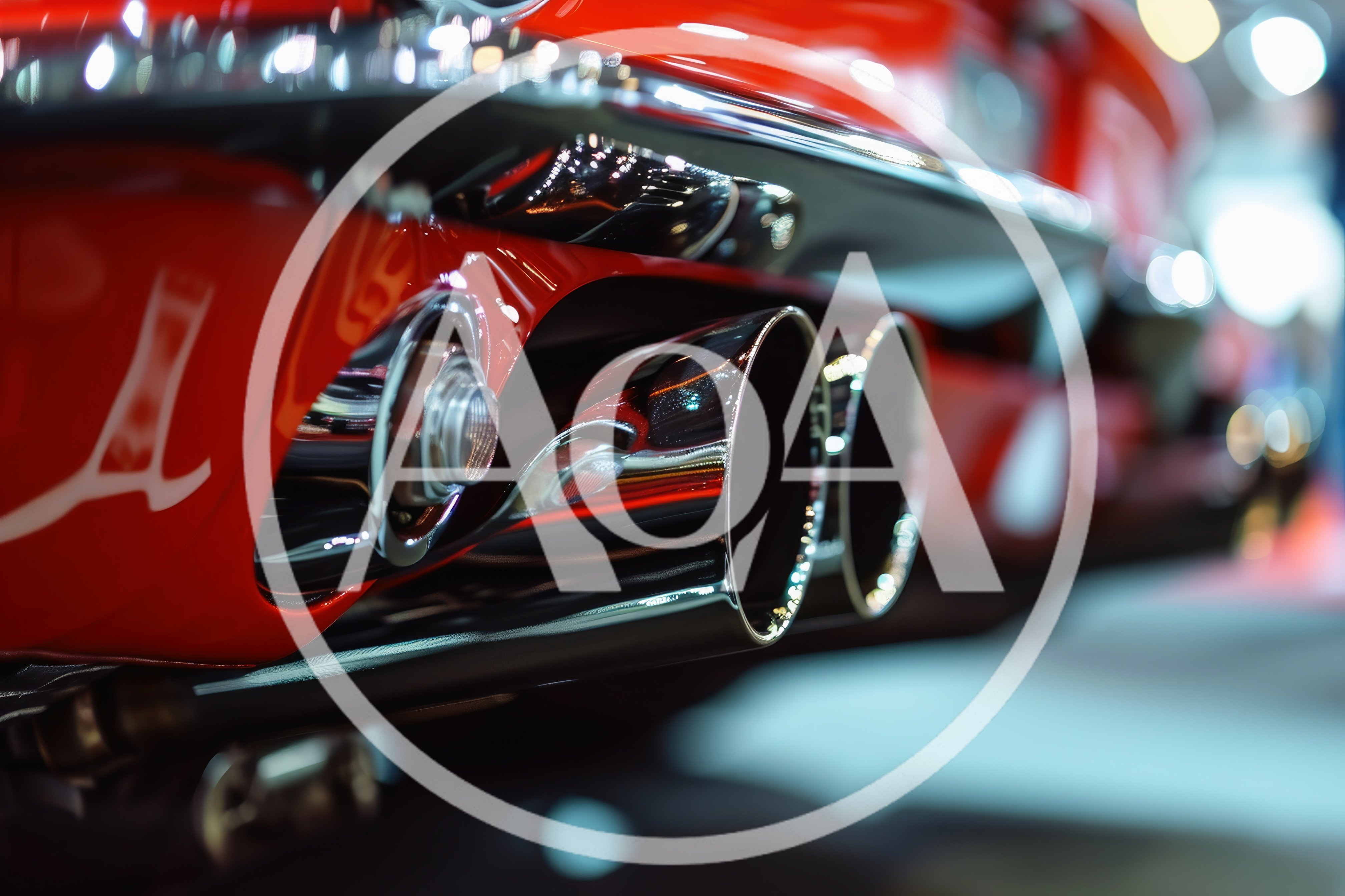 Close Up Of Chrome Exhaust Pipes On Red Sports Car
