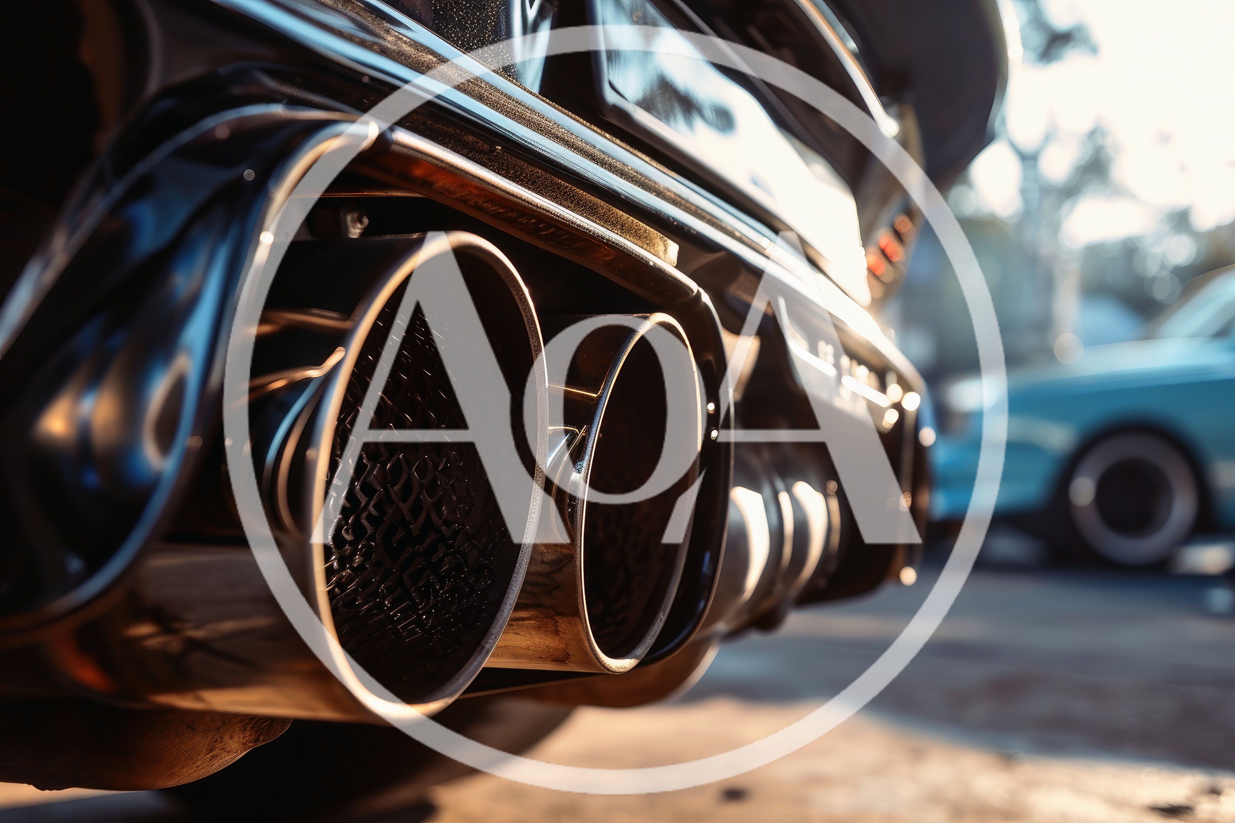 Close Up Of Dual Chrome Car Exhaust Pipes