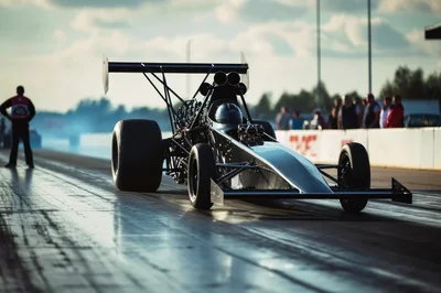 Top Fuel Dragster Preparing For A Race