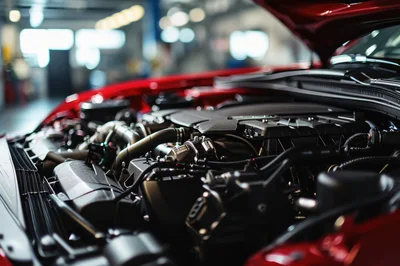 Close Up Of A Modern Car Engine Bay