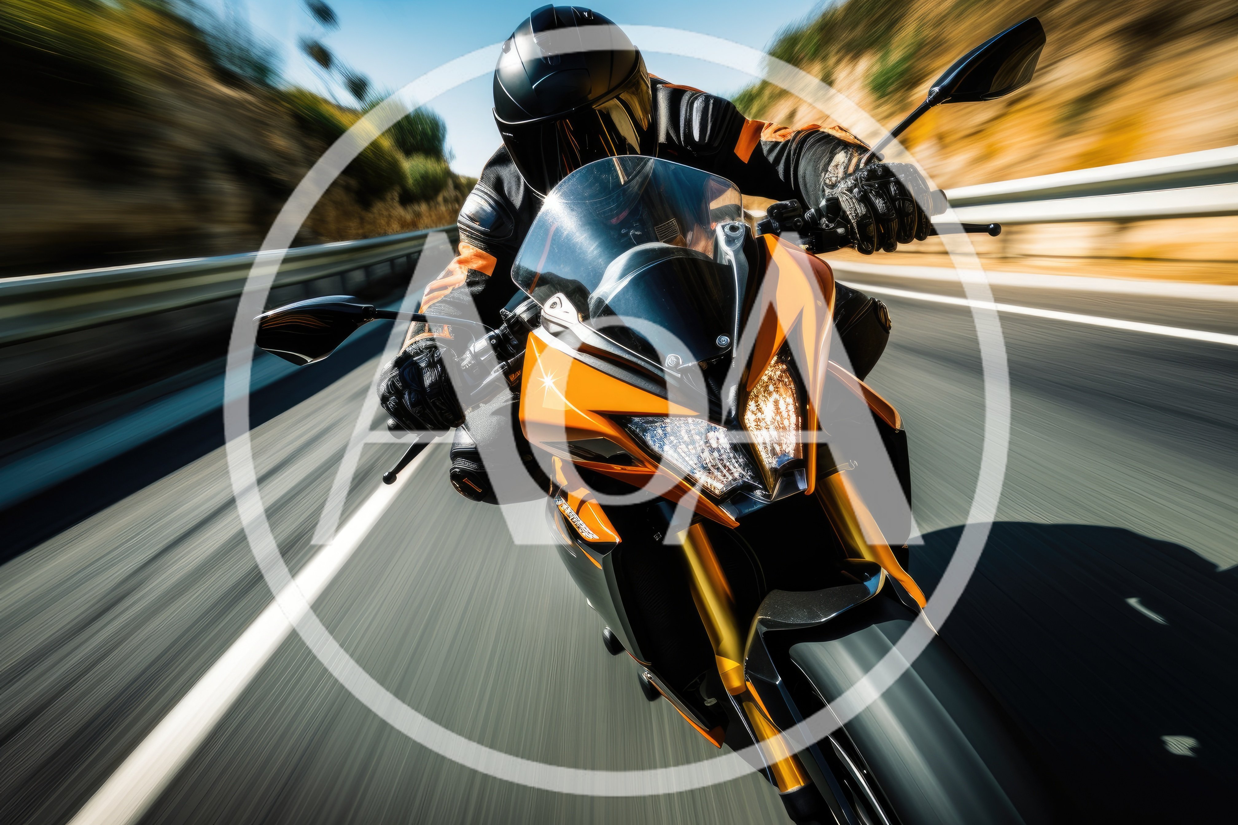 Motorcyclist Riding A Sportbike On A Highway