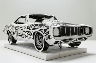 Papercraft Model Of A Classic Muscle Car