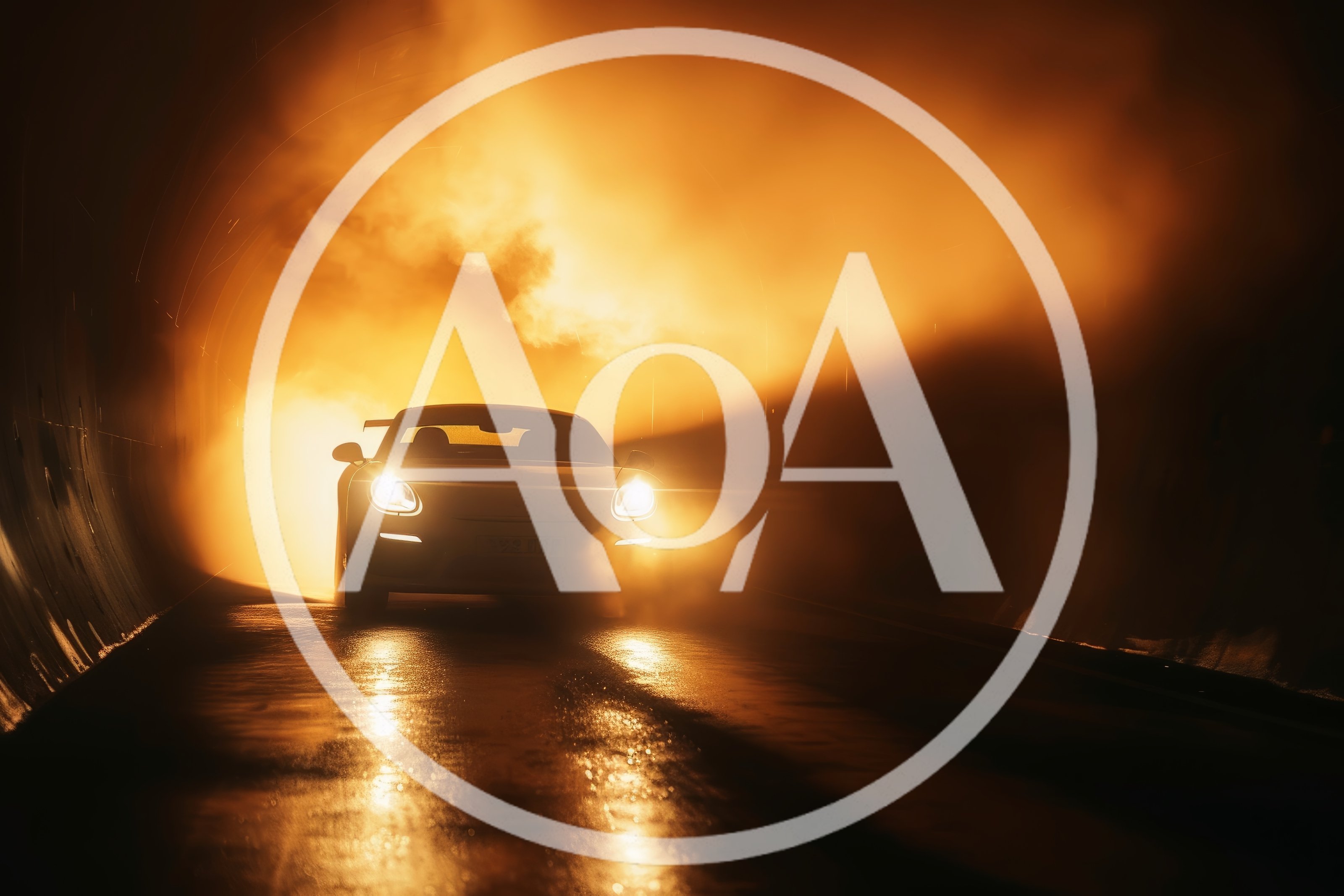 Sports Car Driving Through A Smoky Tunnel