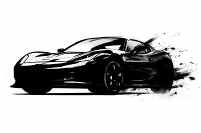 Black Sports Car With Dynamic Ink Splatter Effect