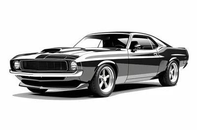 Classic Black Muscle Car Illustration