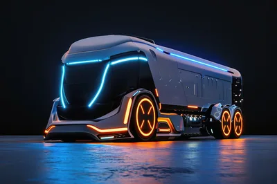 Futuristic Autonomous Electric Semi Truck Concept