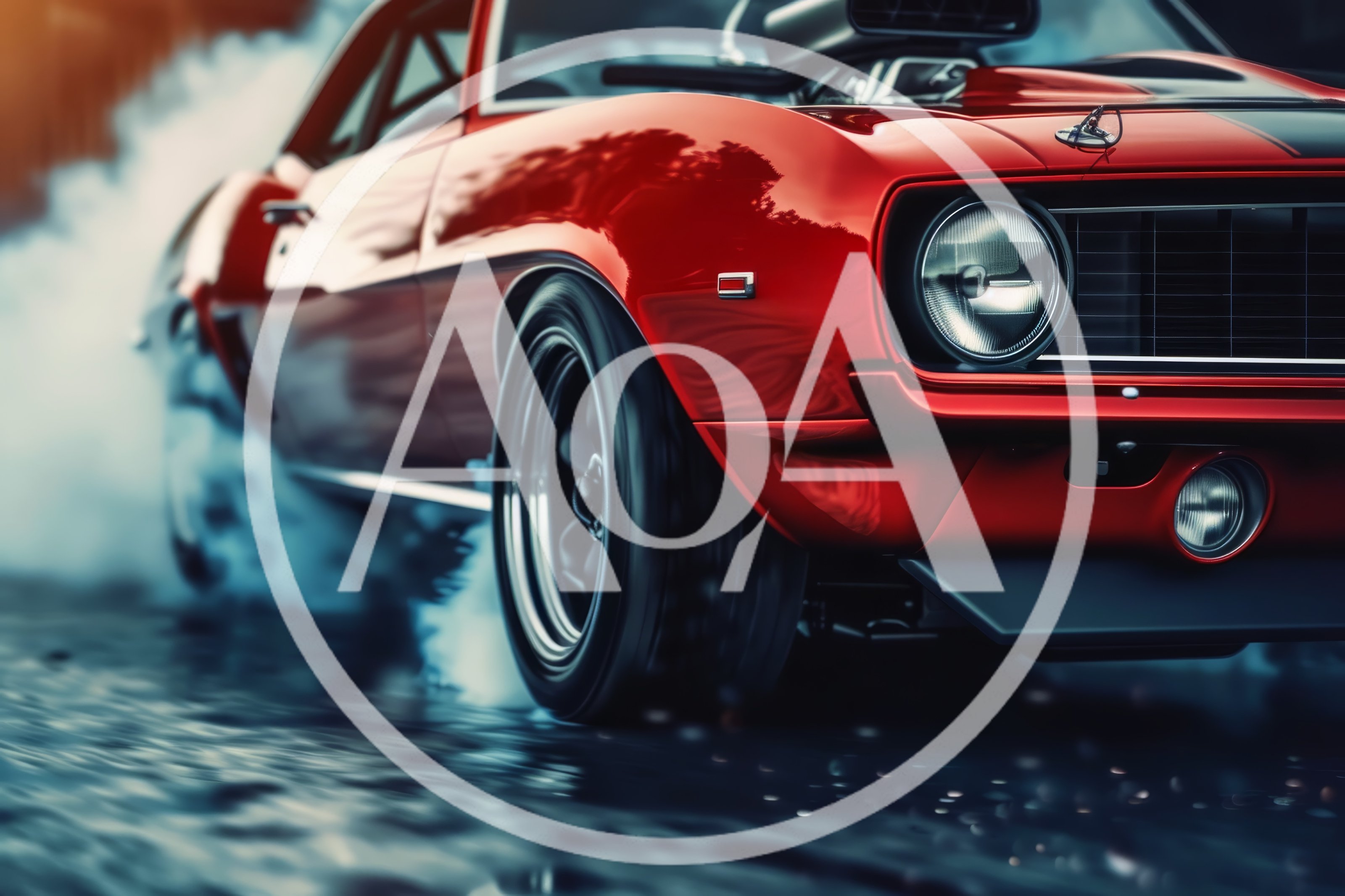 Red Muscle Car Performing A Burnout
